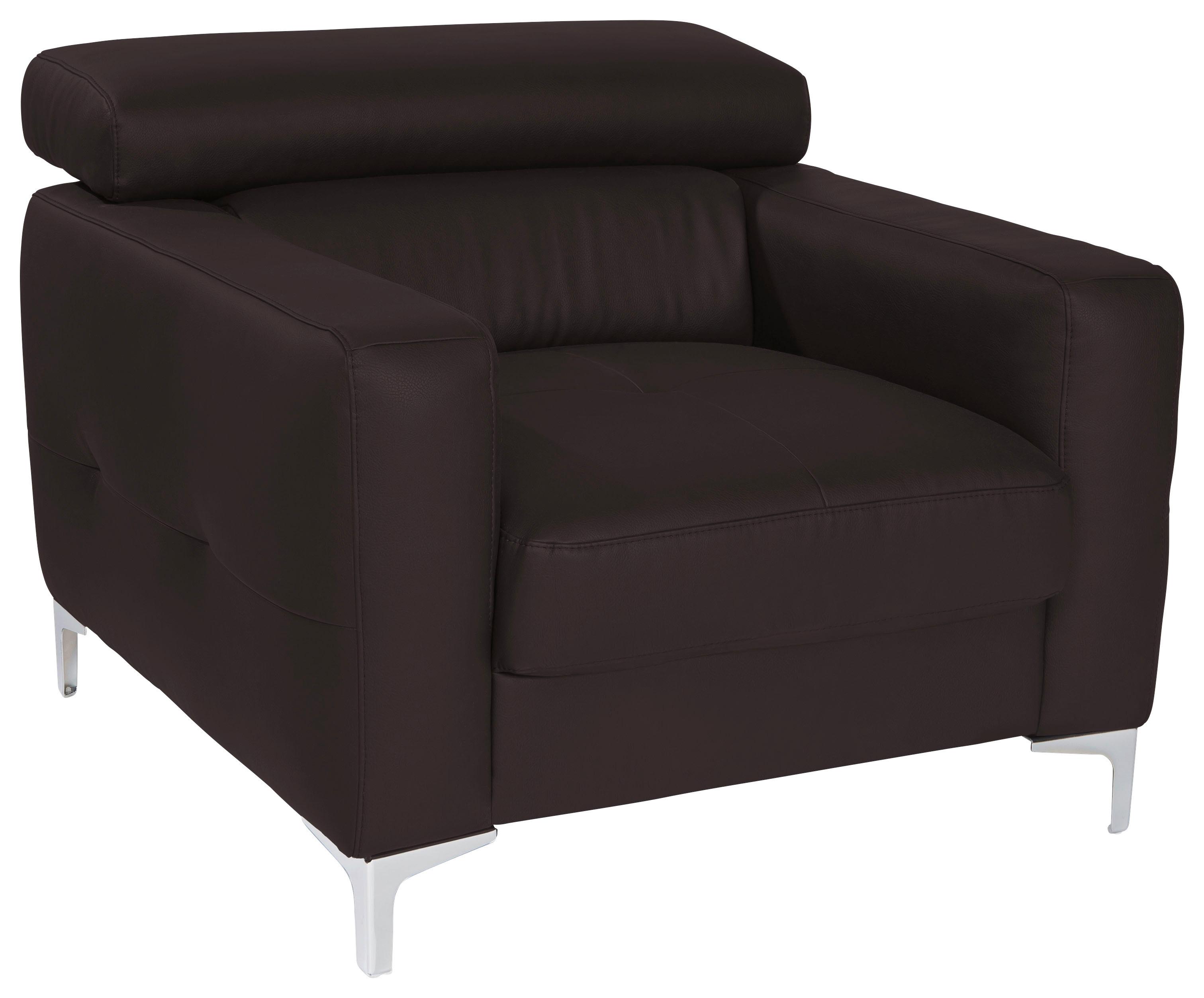 Polstersessel Sammy Dunkelbraun Leder - Chromfarben/Dunkelbraun, Design, Leder (99/78-92/106cm) - Livetastic