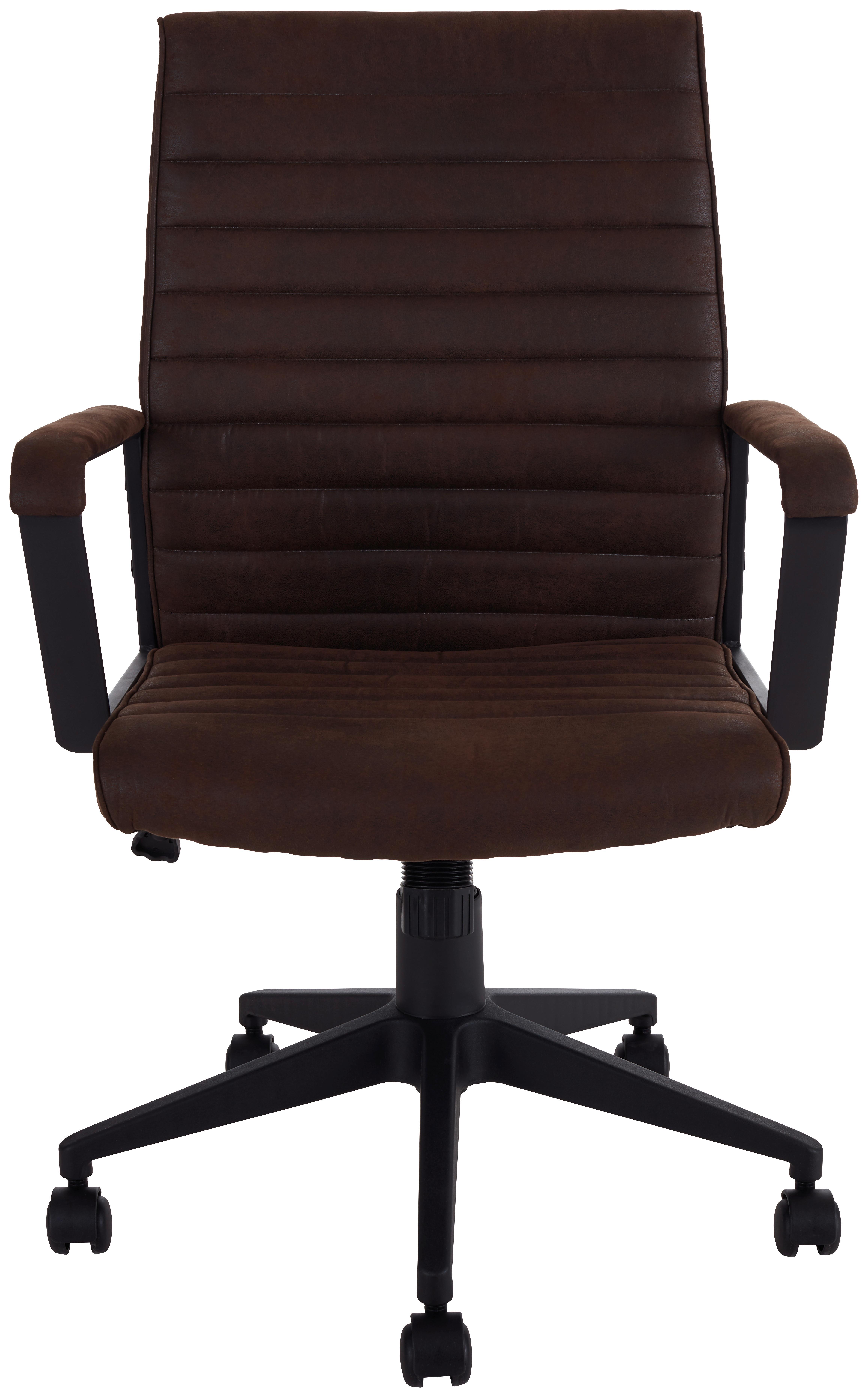 Drehstuhl Jendrik Mit Armlehnen Braun - Schwarz/Braun, MODERN, Holz/Kunststoff (57/95-105/61cm) - Ondega