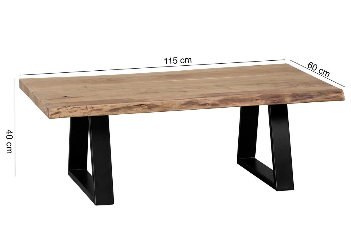 Konferenčný stolík Gaya, drevo akácia - čierna/farba akácie, Design, kov/drevo (115/60/40cm) - MID.YOU