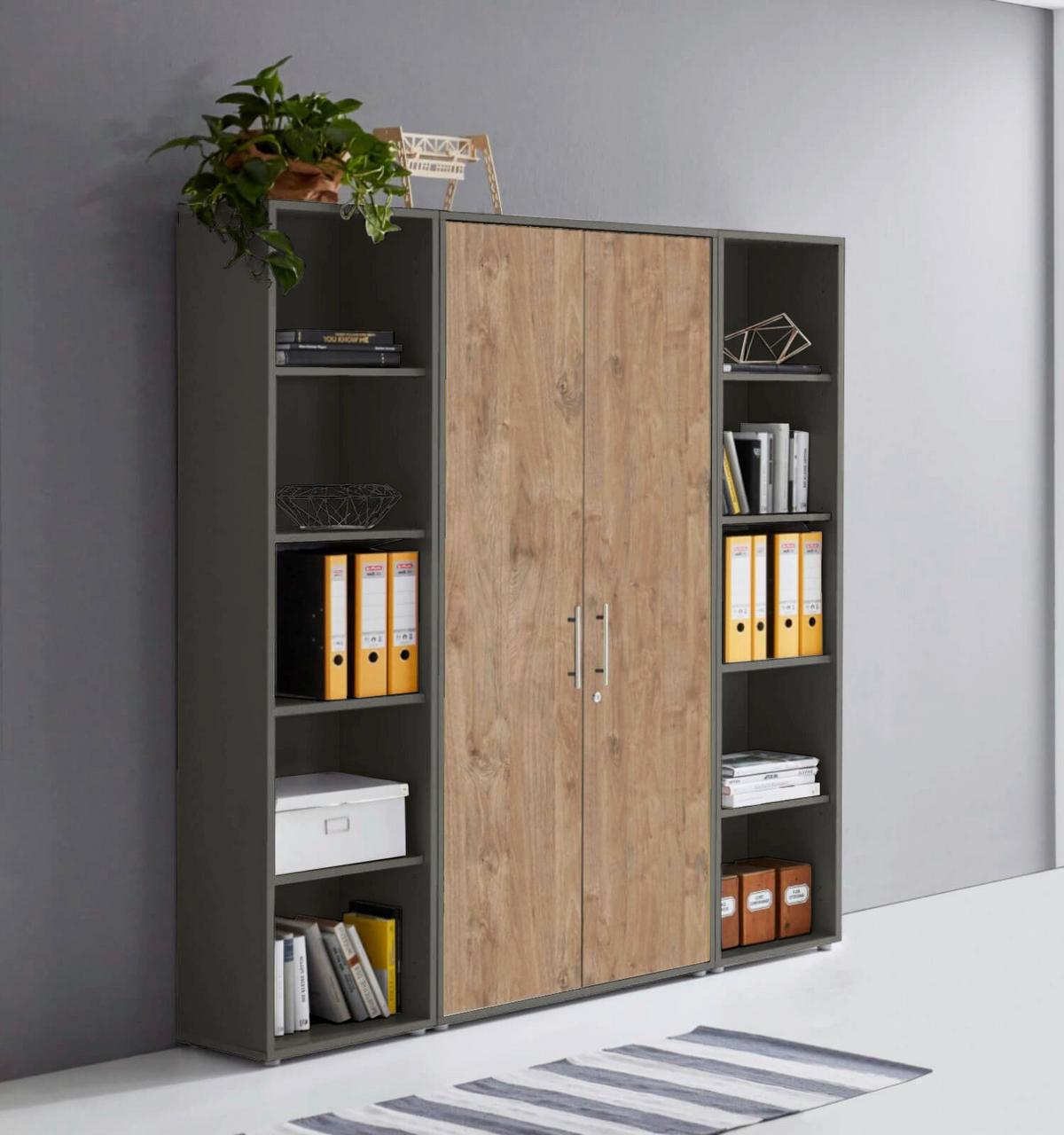 AKTENSCHRANK OFFICE EDITION - SW SET 3 - Eichefarben/Anthrazit, MODERN, Holzwerkstoff (172,6/185,6/33cm) - MID.YOU
