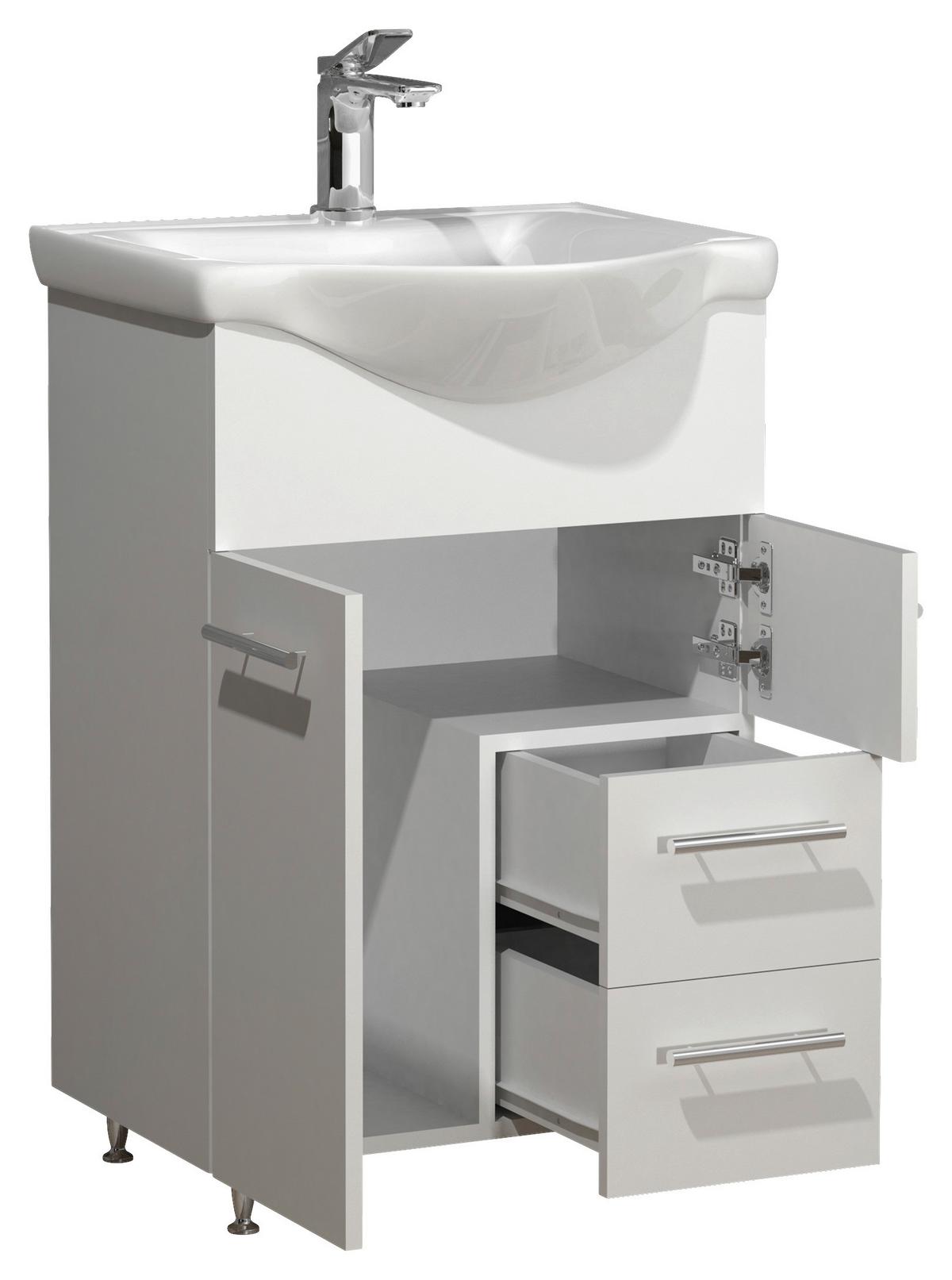 Waschtischkombi Lisalo L - Silberfarben/Weiß, MODERN, Keramik/Holzwerkstoff (55cm) - MID.YOU