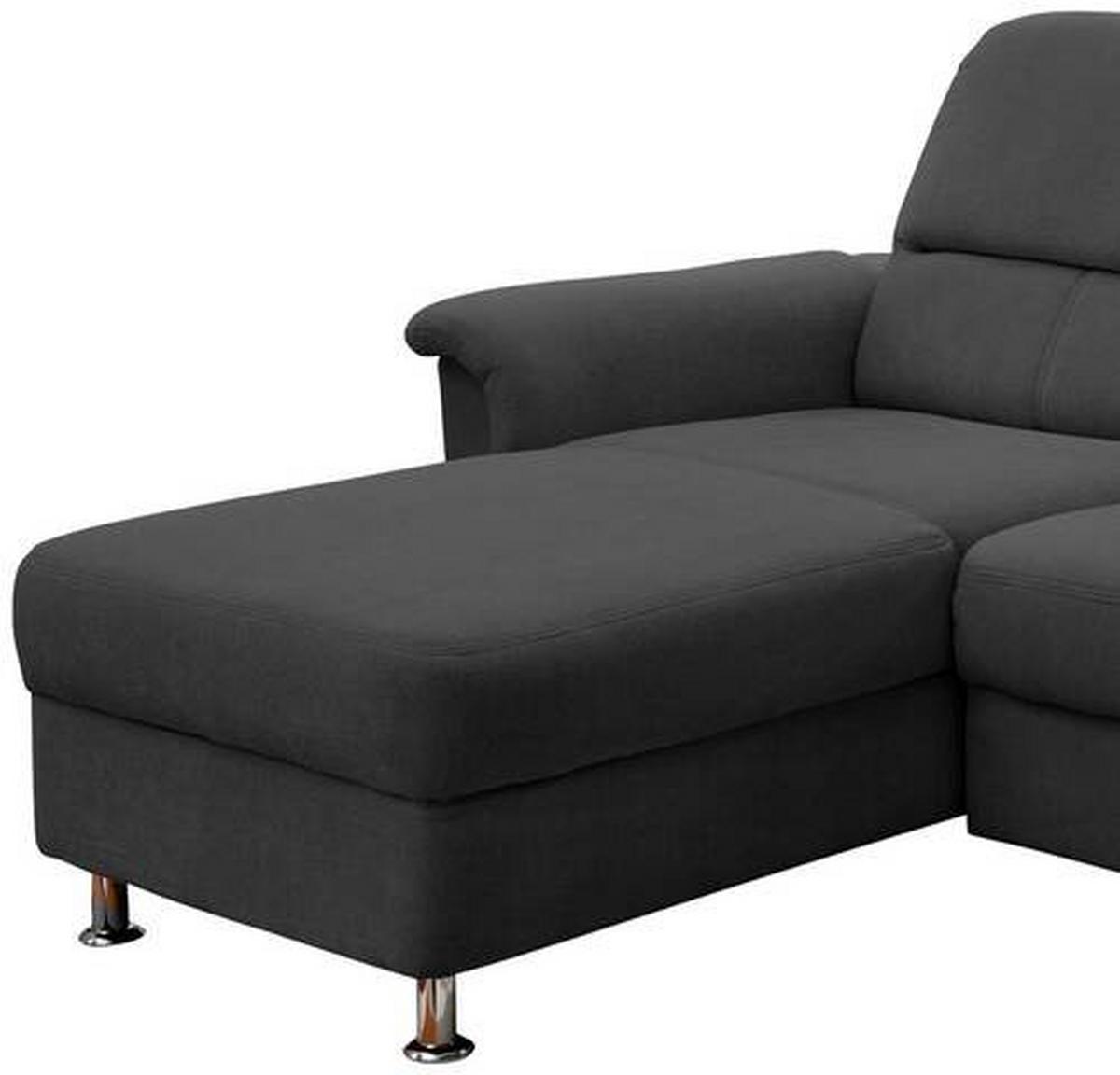Ecksofa mit Relaxfunktion + USB Anschluss Parole, Mikrof. - Chromfarben/Schwarz, MODERN, Textil (165/231cm) - Livetastic