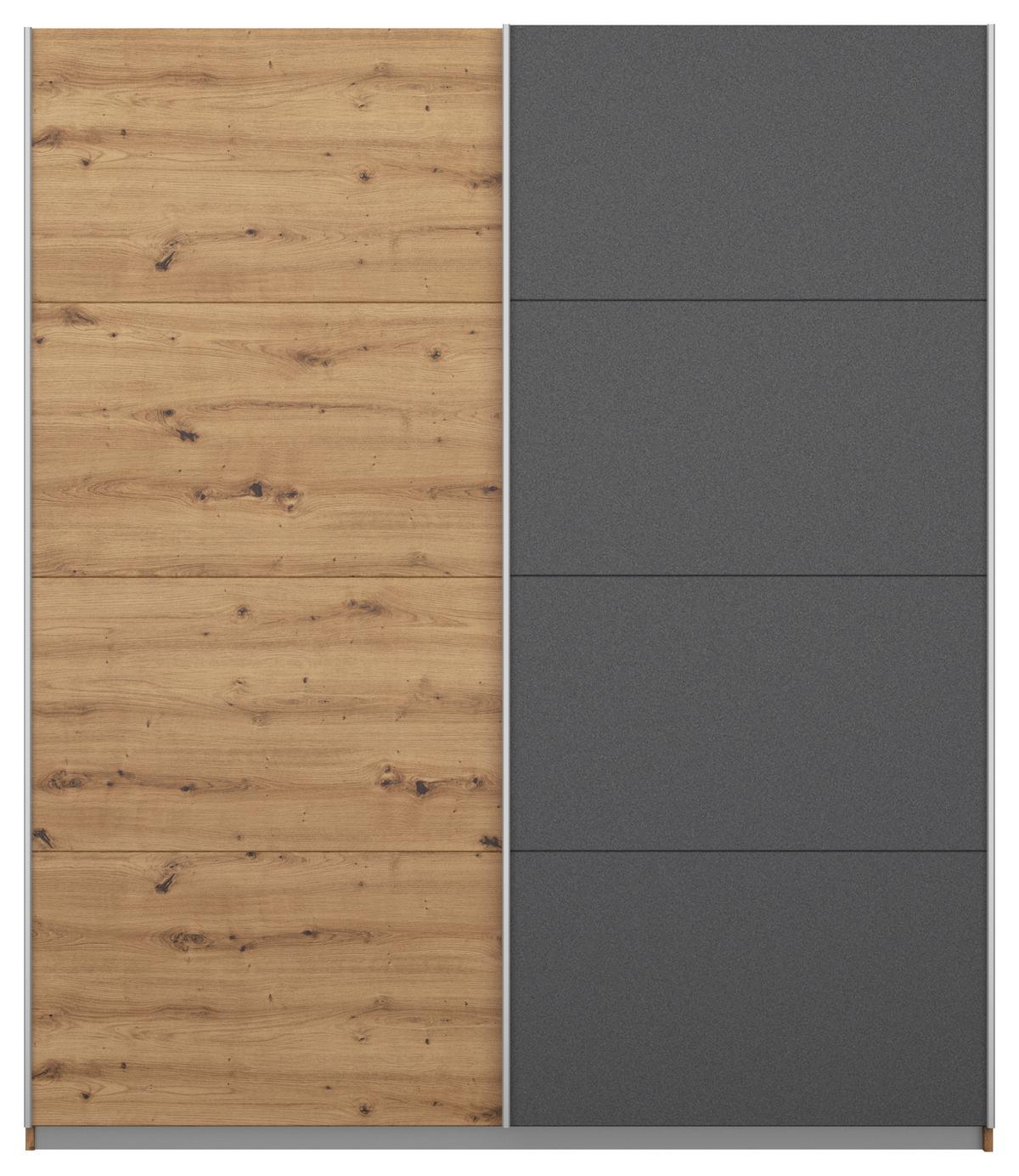 Schwebetürenschrank Subito - Graphitfarben/Eiche Artisan, MODERN, Holzwerkstoff (181/197/61cm) - Rauch Möbel