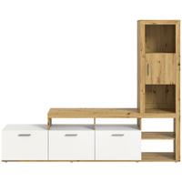 Obývacia stena JACKY - biela/dub artisan, Modern, kompozitné drevo/plast (230/184/37cm) - Mömax