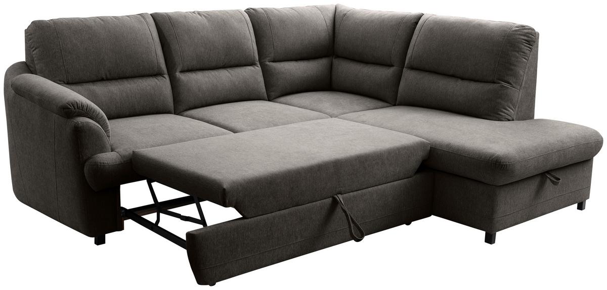 Ecksofa Gusto Braun S: 240x200 cm - Greige/Schwarz, Basics, Textil (240/200cm)
