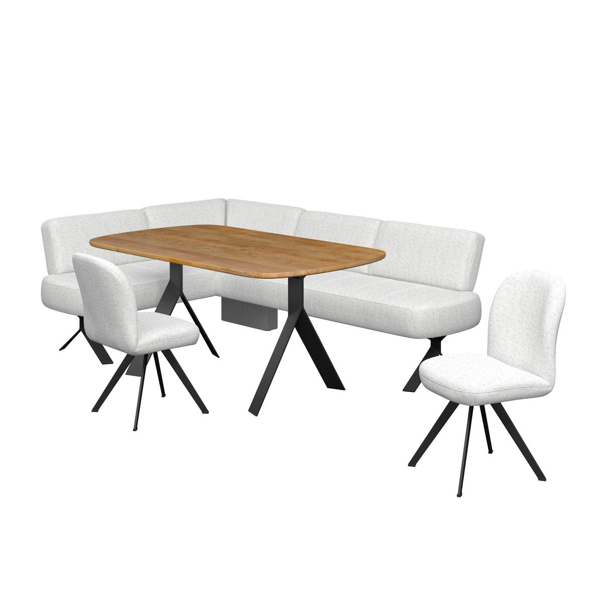 Eckbank weiß/Metallbeine Ulmo 176x248cm - Schwarz/Weiß, MODERN, Textil/Metall (176/248cm)