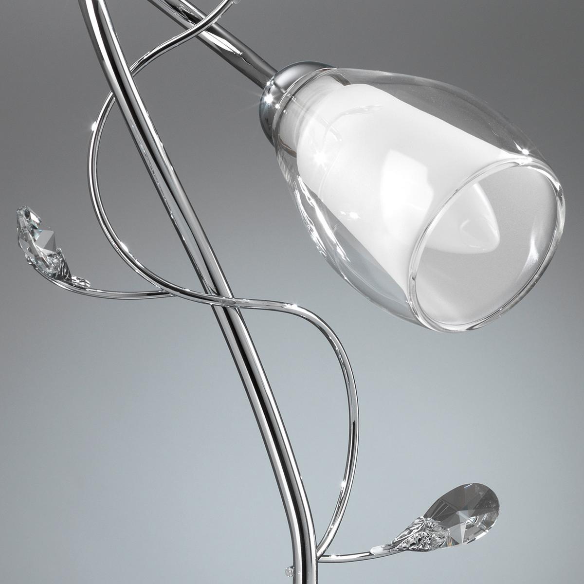 Kristall-Tischleuchte Sharon Chromfarben L: 20 cm - Chromfarben/Cappuccino, Basics, Glas/Kunststoff (20/20/30cm)