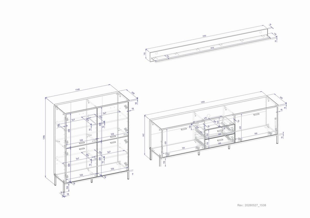 Wohnwand Fredericia Kaschmir/Eichefarben B: 320 cm - Kaschmir/Eichefarben, Design, Holzwerkstoff (320/170/40cm) - MID.YOU