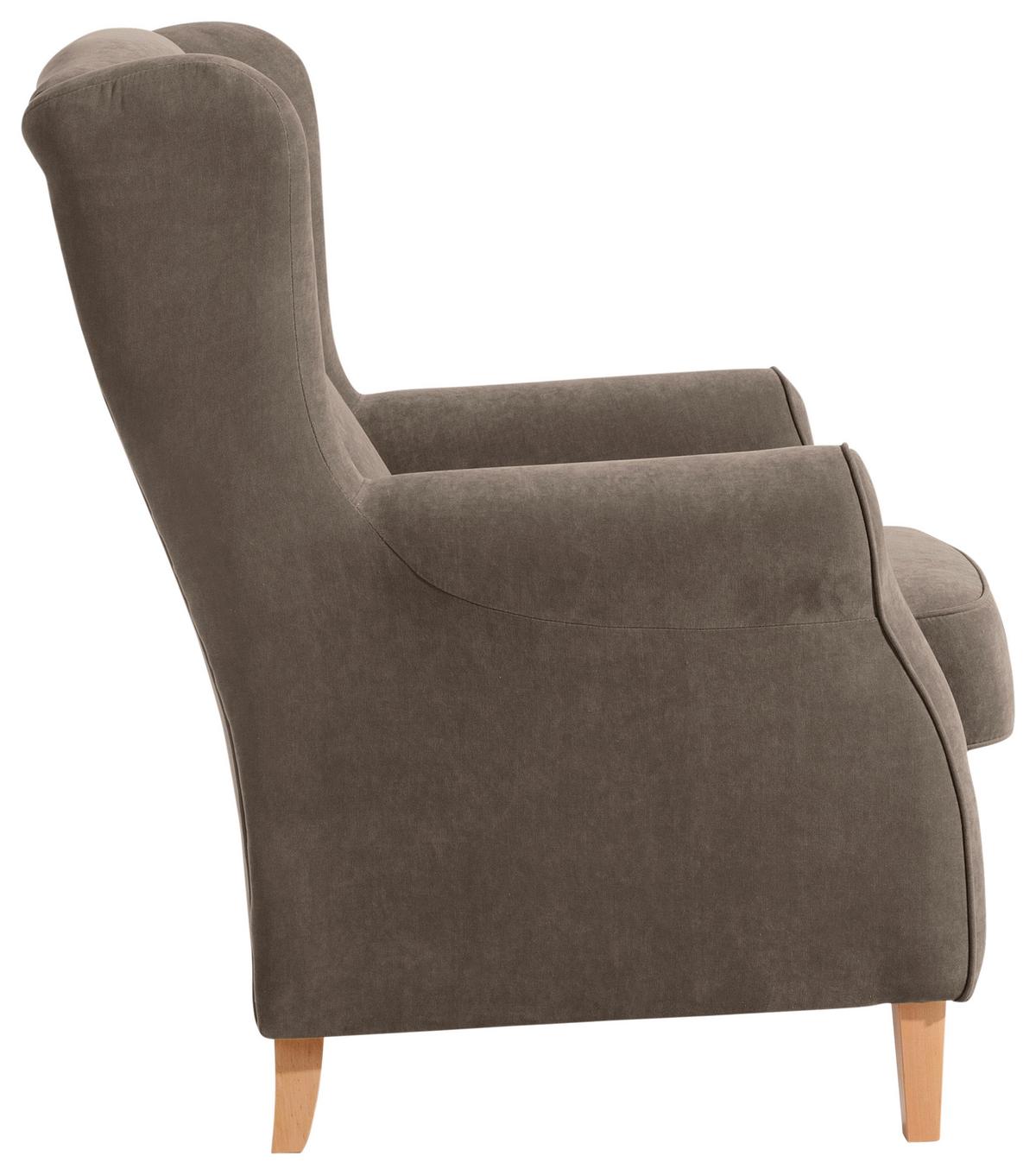 Ohrensessel Lorris - Hellbraun/Buchefarben, Design, Textil (77/103/86cm) - Max Winzer
