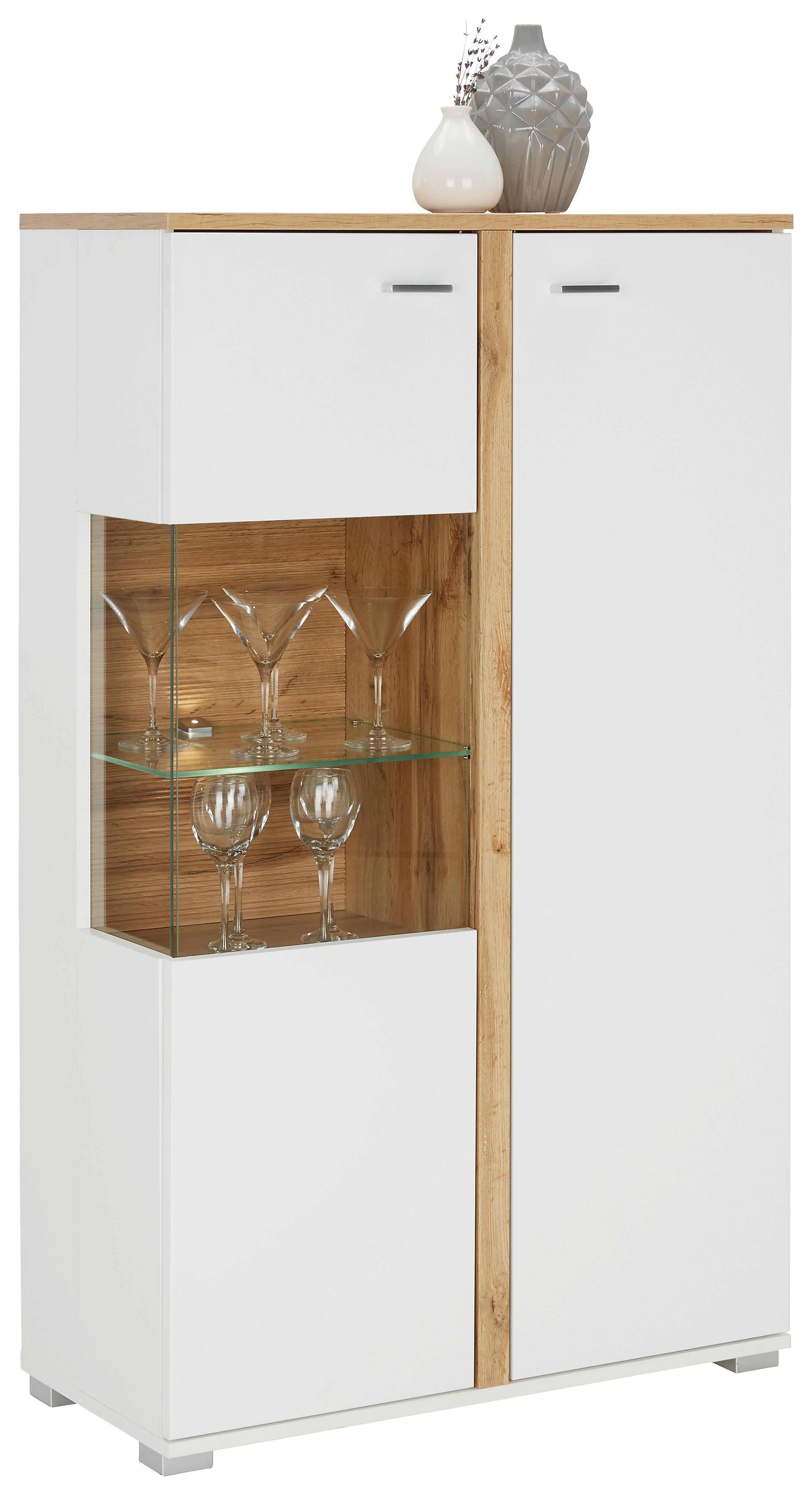 VYSOKÁ KOMODA ALAMO - bílá/barvy dubu, Moderní, kov/kompozitní dřevo (78/131/37cm) - Mömax