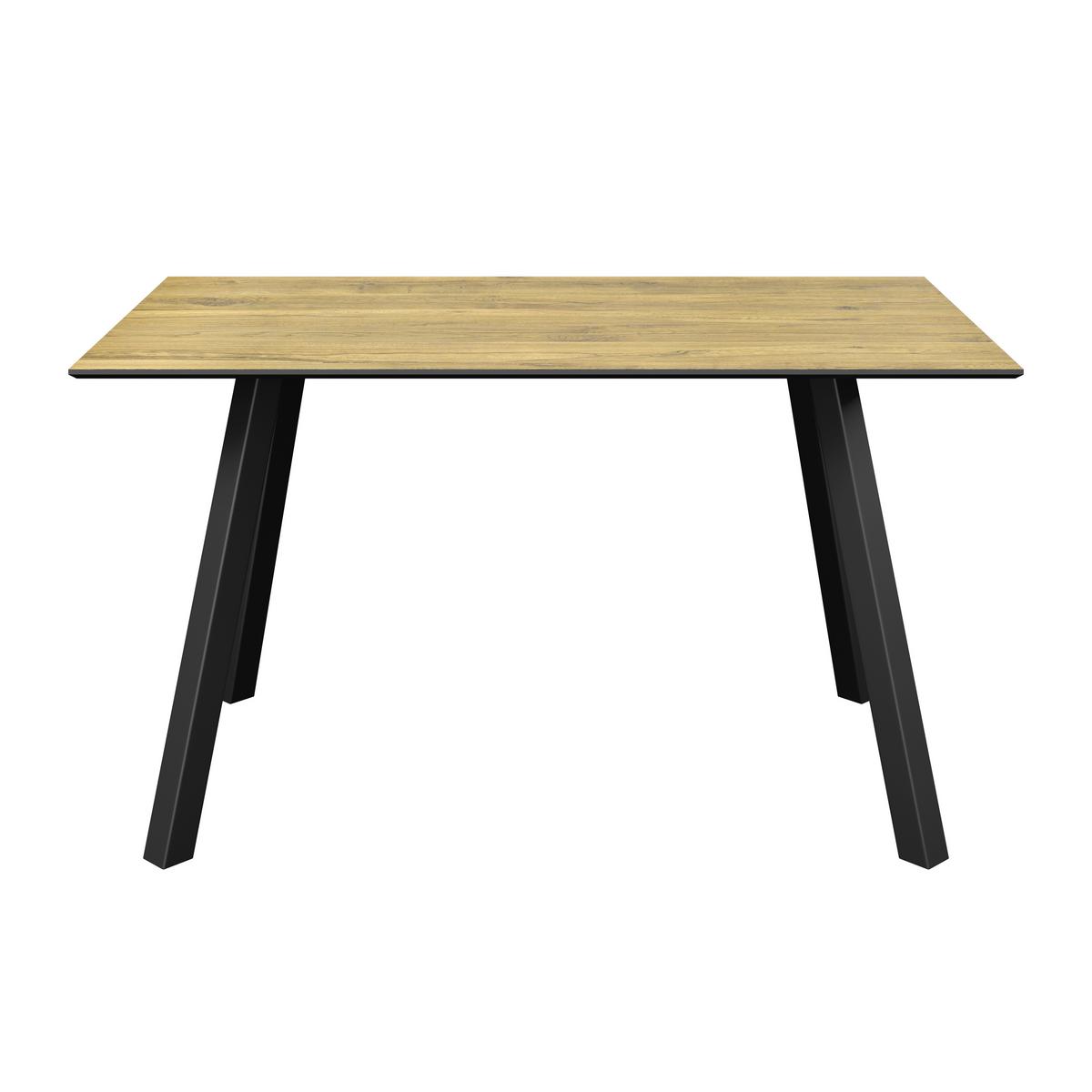 Tischgruppe Zurs 5-teilig Artisan Eiche/Leinenoptik grau - Eichefarben/Schwarz, Trend, Holz/Holzwerkstoff (140/75/80cm)