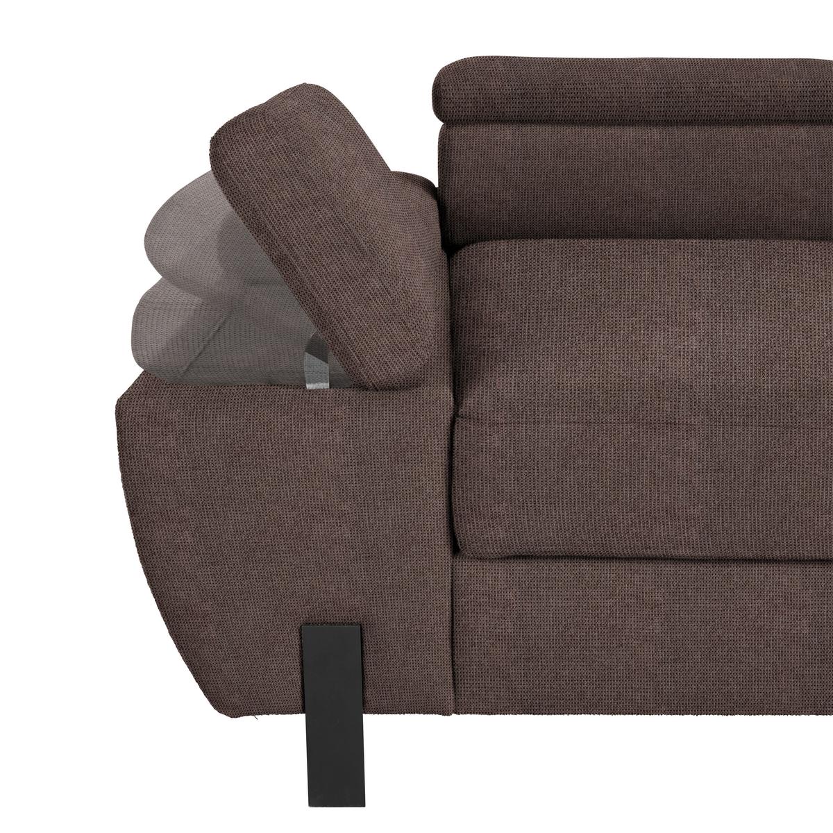 Rohová sedačka MILNA, pravá, hnedá - čierna/tmavohnedá, Modern, kov/drevo (277/90/189cm) - Mömax