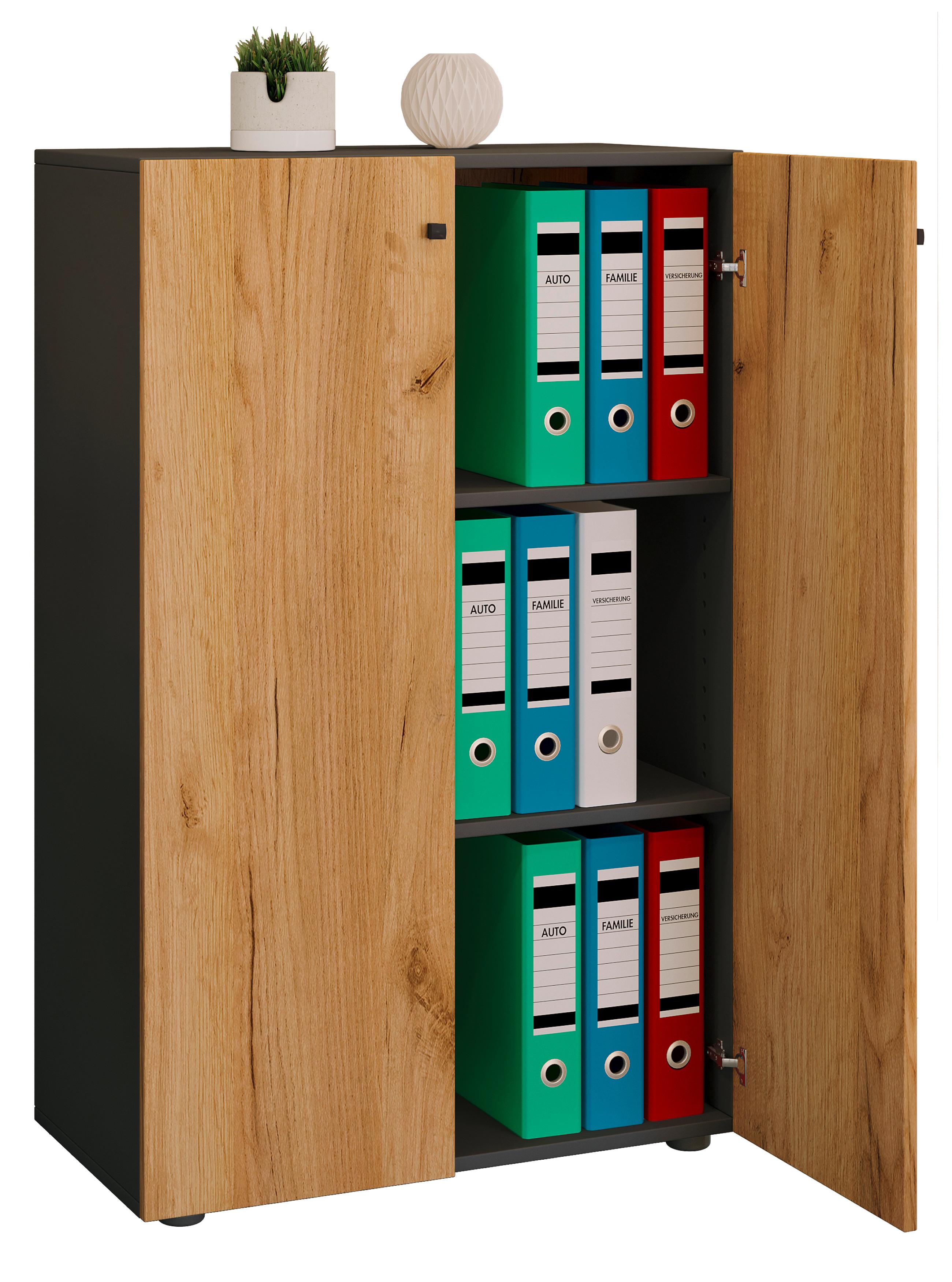 Aktenschrank Lona Anthrazit/Eiche Dekor B:70cm - Honigeiche/Anthrazit, Design (70/110/39cm) - MID.YOU
