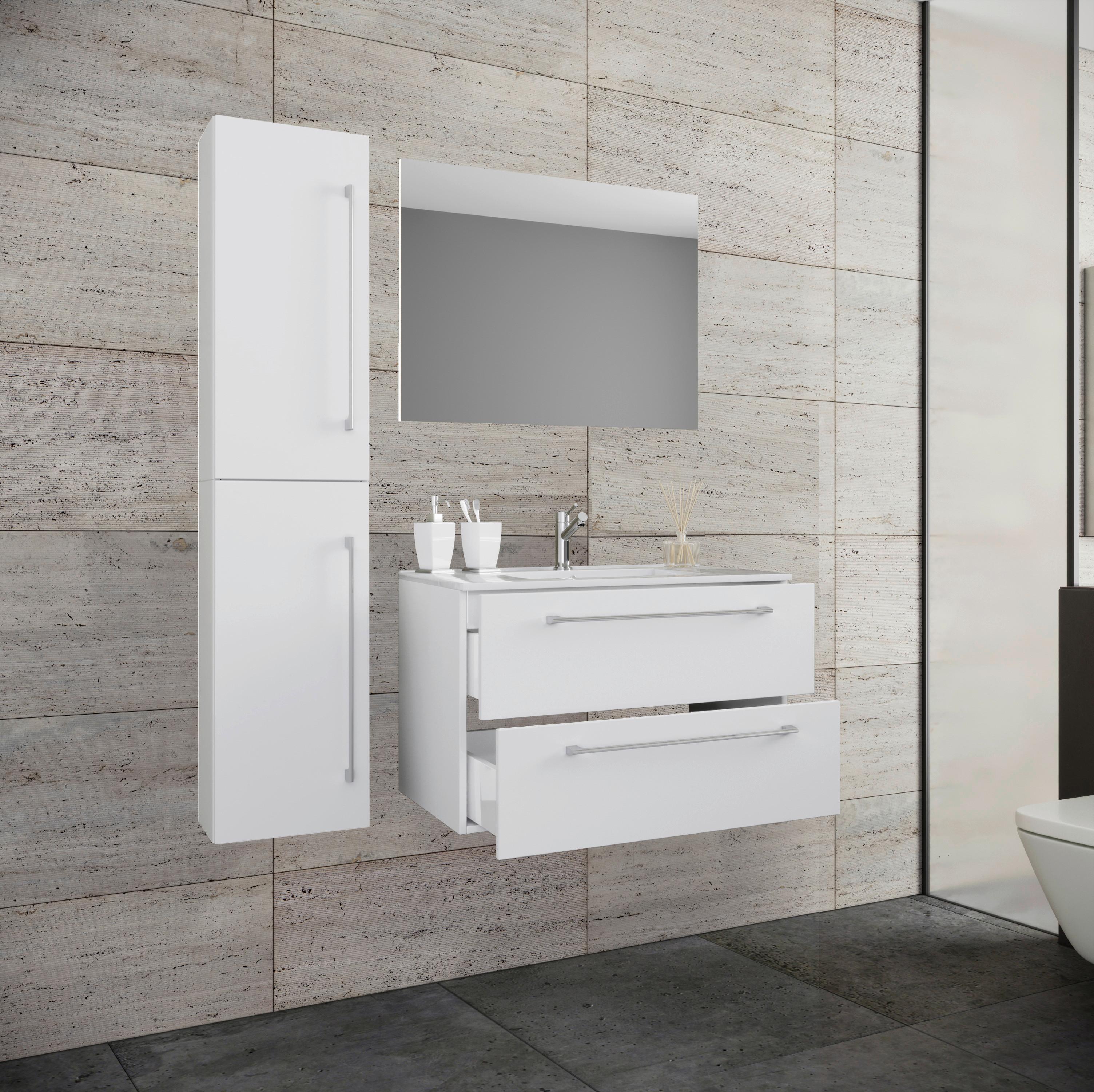 Badezimmer Badinos - Weiß, MODERN, Keramik/Holzwerkstoff (93cm) - MID.YOU