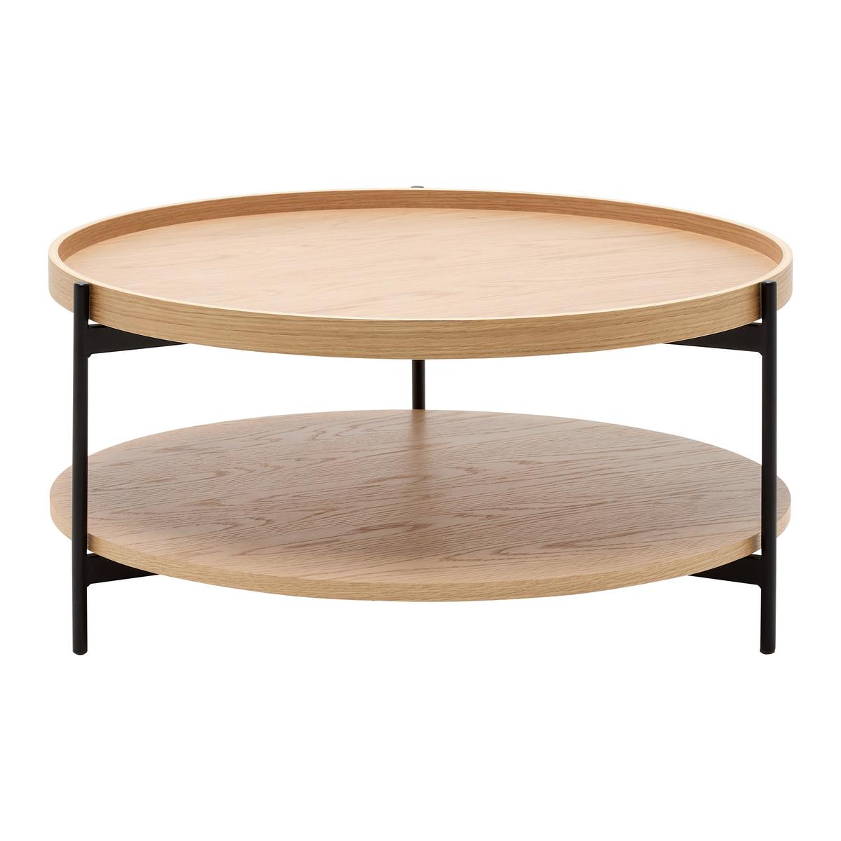 Konferenčný stolík PLATE 80 - čierna/prírodná farba, Modern, kov/kompozitné drevo (80/40/80cm) - Mömax
