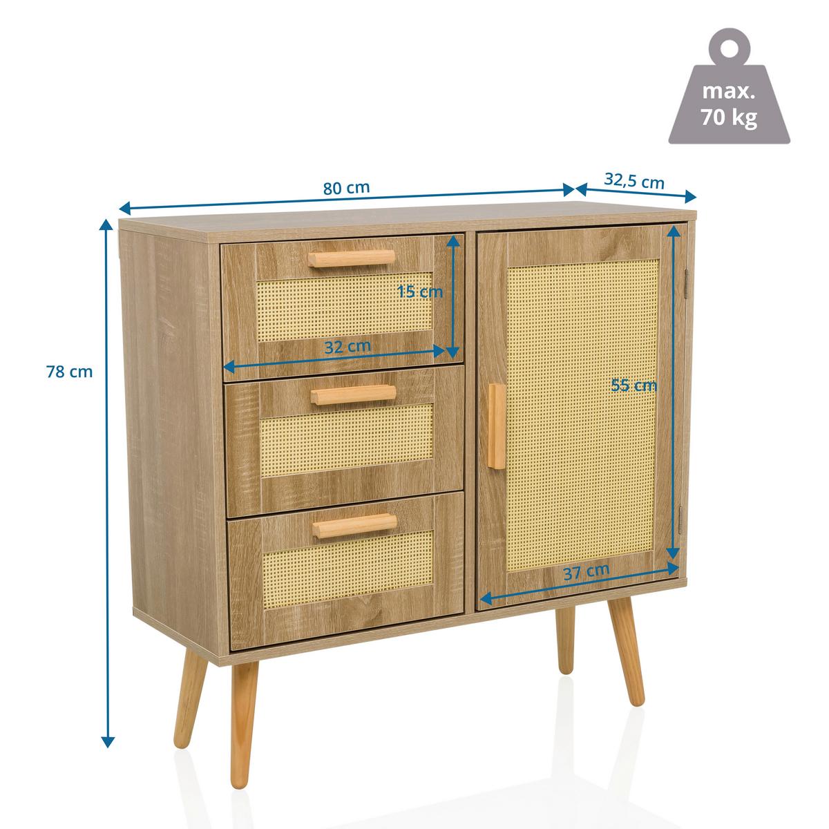 Sideboard Stryn Hellbraun B: 80 Cm - Hellbraun, MODERN, Holzwerkstoff (80/78/32,5cm) - MID.YOU