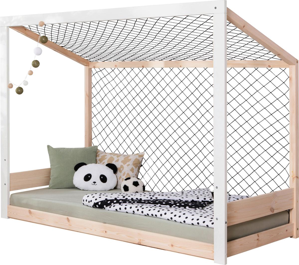 Bodenbett mit Rollrost 90x200 cm Natufarben/Weiß - Naturfarben/Weiß, MODERN, Holz (90/200cm) - MID.YOU