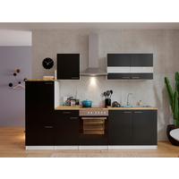 Küchenzeile ohne Geräte B: 270 cm Schwarz/Weiß/Nussbaum Dekor - Nussbaumfarben/Schwarz, Basics, Holzwerkstoff (270cm) - Respekta