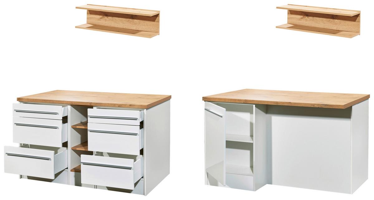 Kücheninsel Gabriel Kücheninsel 150cm - Wildeiche/Weiß Hochglanz, Design, Holzwerkstoff (150/91/90cm) - Respekta