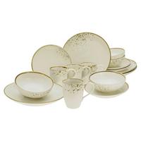 Kombinovaný servis 16-dielny biela/krémová - biela/krémová, Basics, keramika - Creatable
