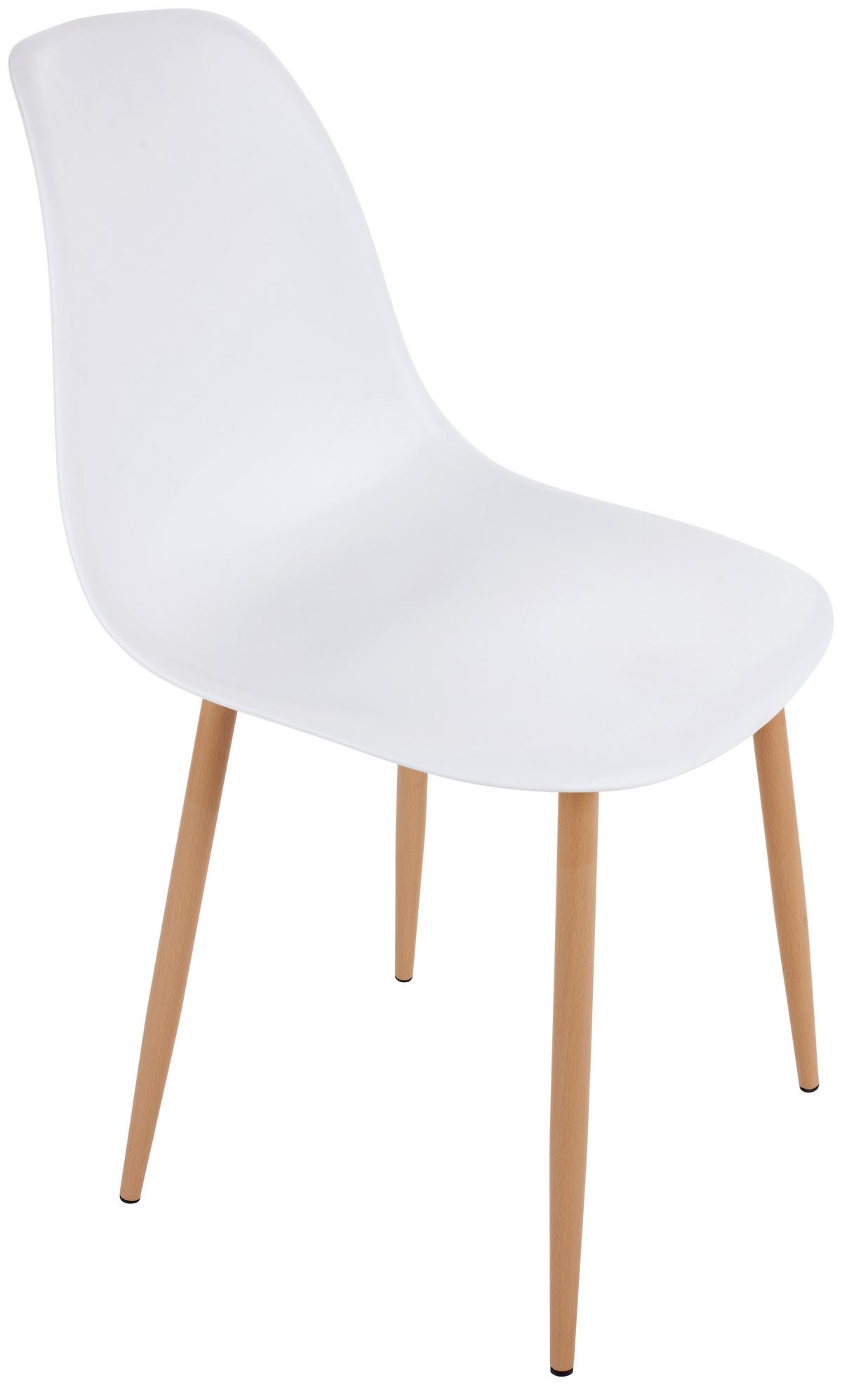 Esszimmerstuhl Rivan Weiß Dekor - Buchefarben/Weiß, MODERN, Kunststoff/Metall (44/83/53cm) - Ondega