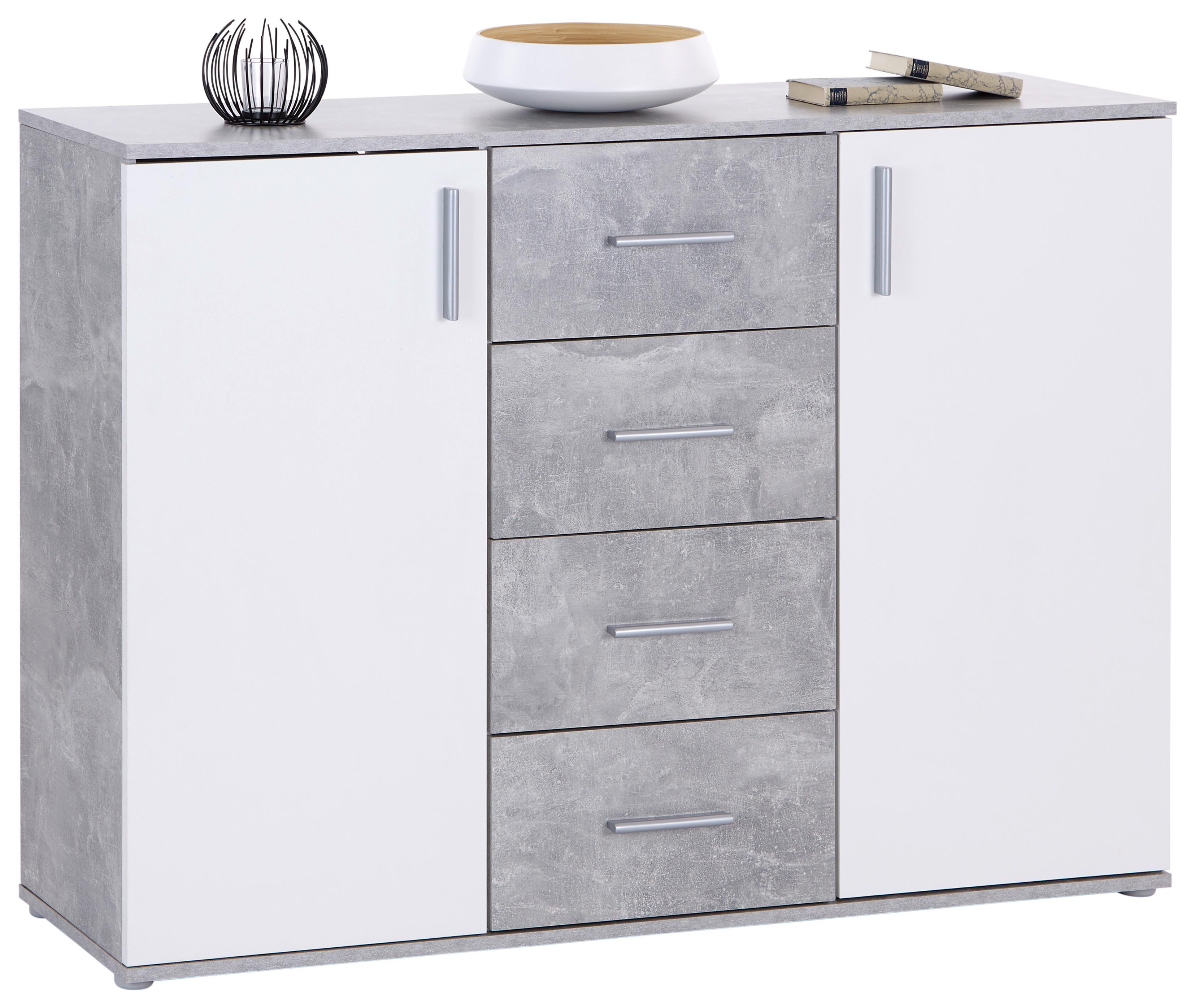 Komoda Ina 03 - farby hliníka, Moderný, kompozitné drevo/plast (132cm)