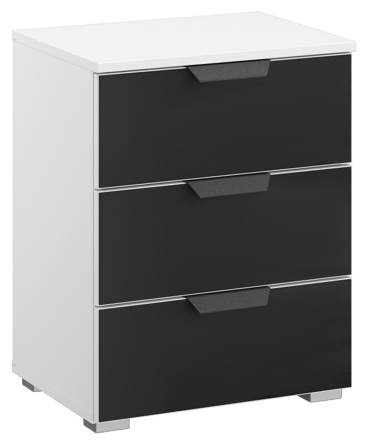 Nachtkästchen Artemis Weiß/anthrazit, H: 62cm - Anthrazit/Alufarben, MODERN, Glas/Holzwerkstoff (47/62/42cm) - Rauch Möbel