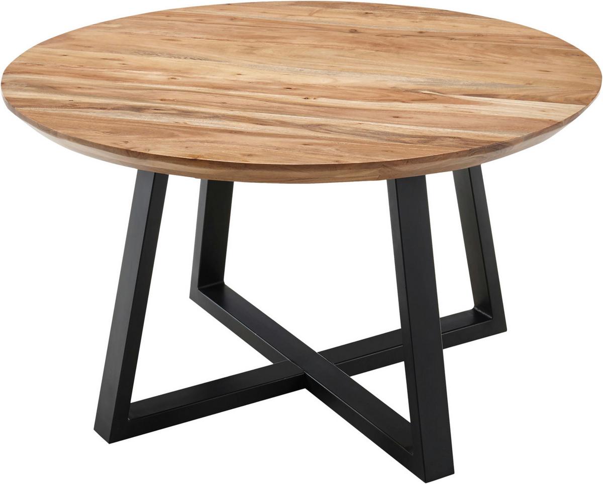 Konferenční stolek Safaga, dřevo/kov - černá/přírodní barvy, Natur, kov/dřevo (70/70/45cm) - Zandiara