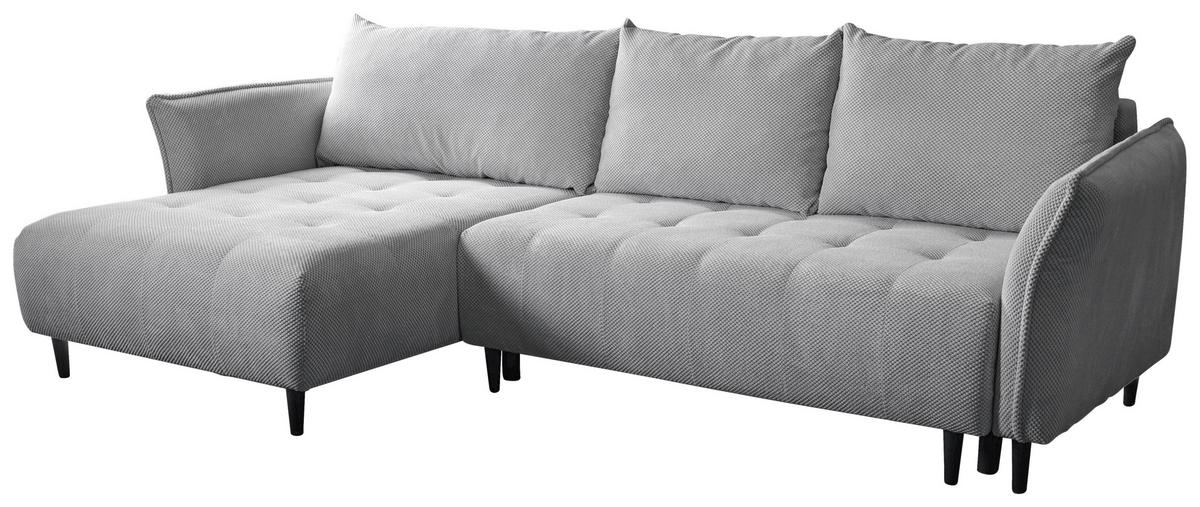 Ecksofa Monte Carlo Hellgrau S: 290x160 cm - Schwarz/Grau, Trend, Holz/Holzwerkstoff (290/160cm)