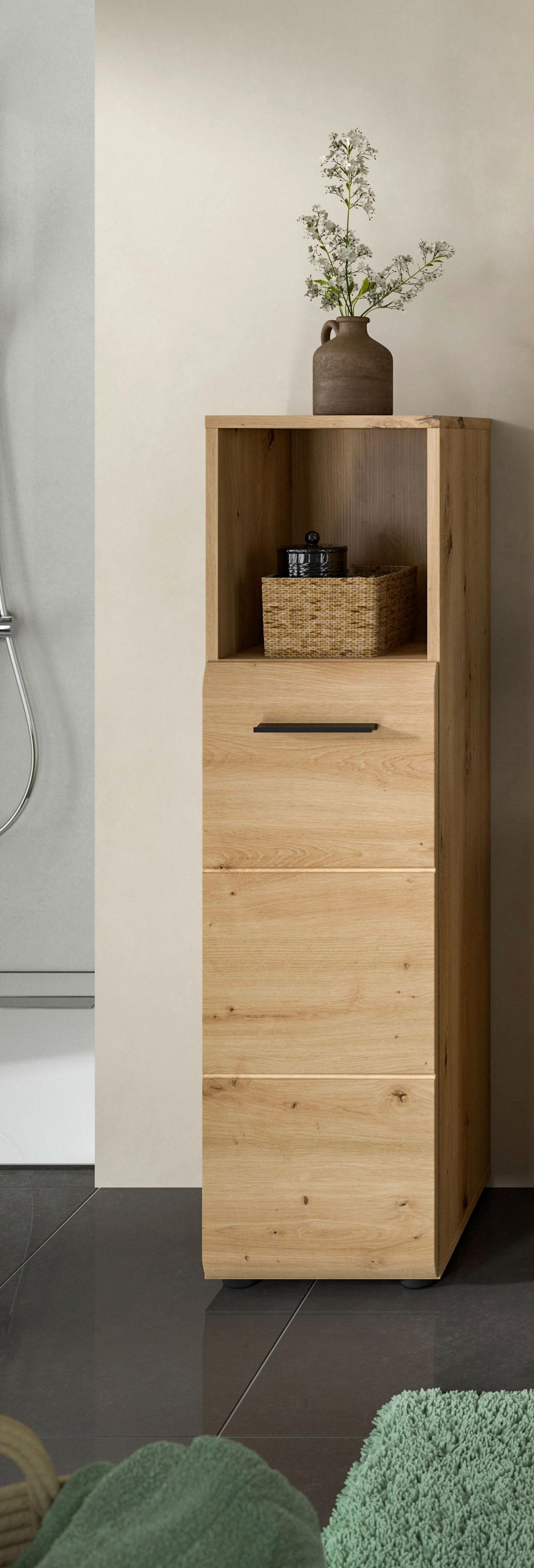 Stredne vysoká skrinka Ice Dub Artisan - čierna/dub artisan, Basics, kompozitné drevo/plast (30/110/30cm) - MID.YOU