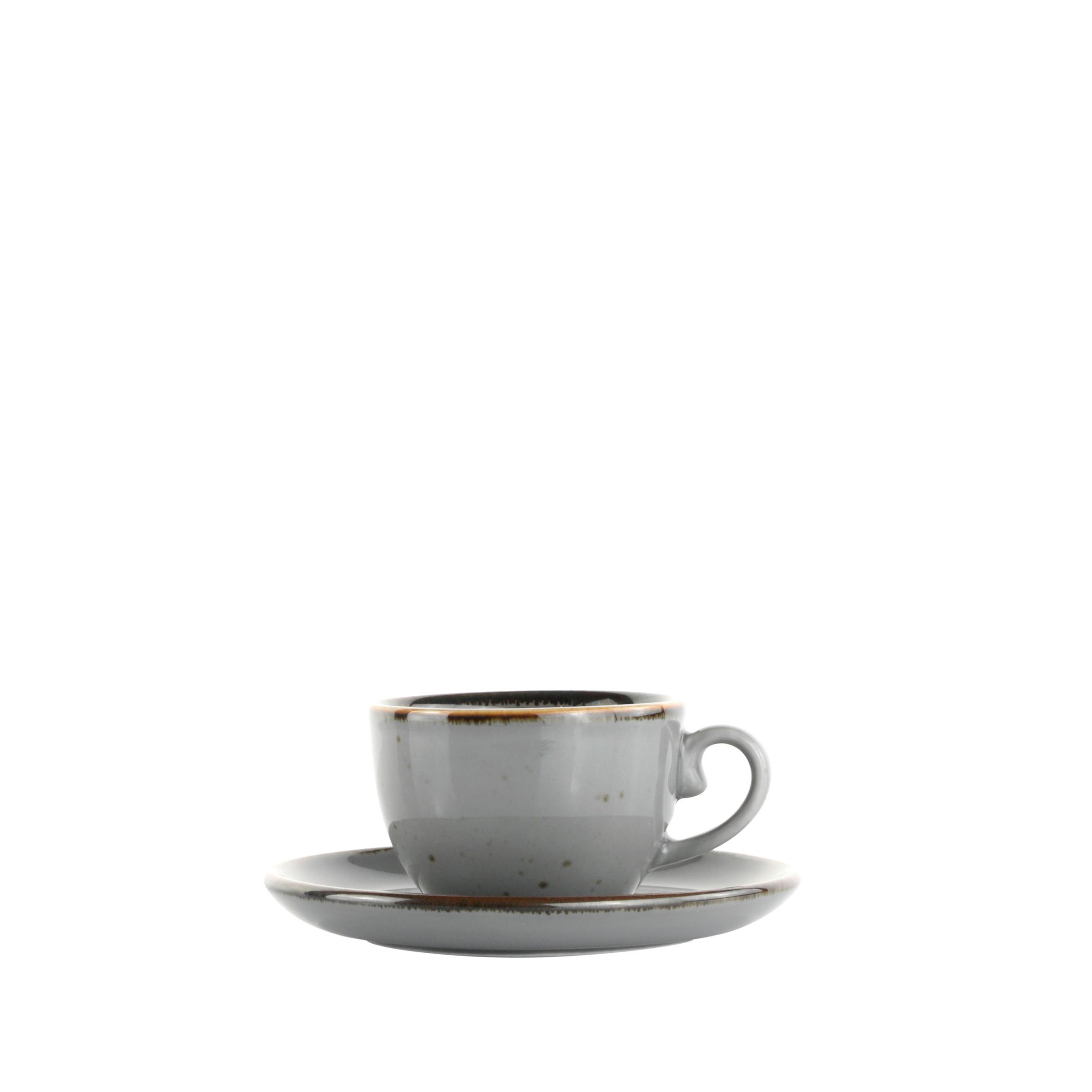 šálek a podšálek na espresso CAPRI - šedá, Moderní, keramika - Mömax