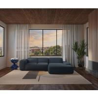 Ecksofa Hannah Blau 304x200 cm - Blau/Schwarz, Design, Textil (304/200cm) - MID.YOU