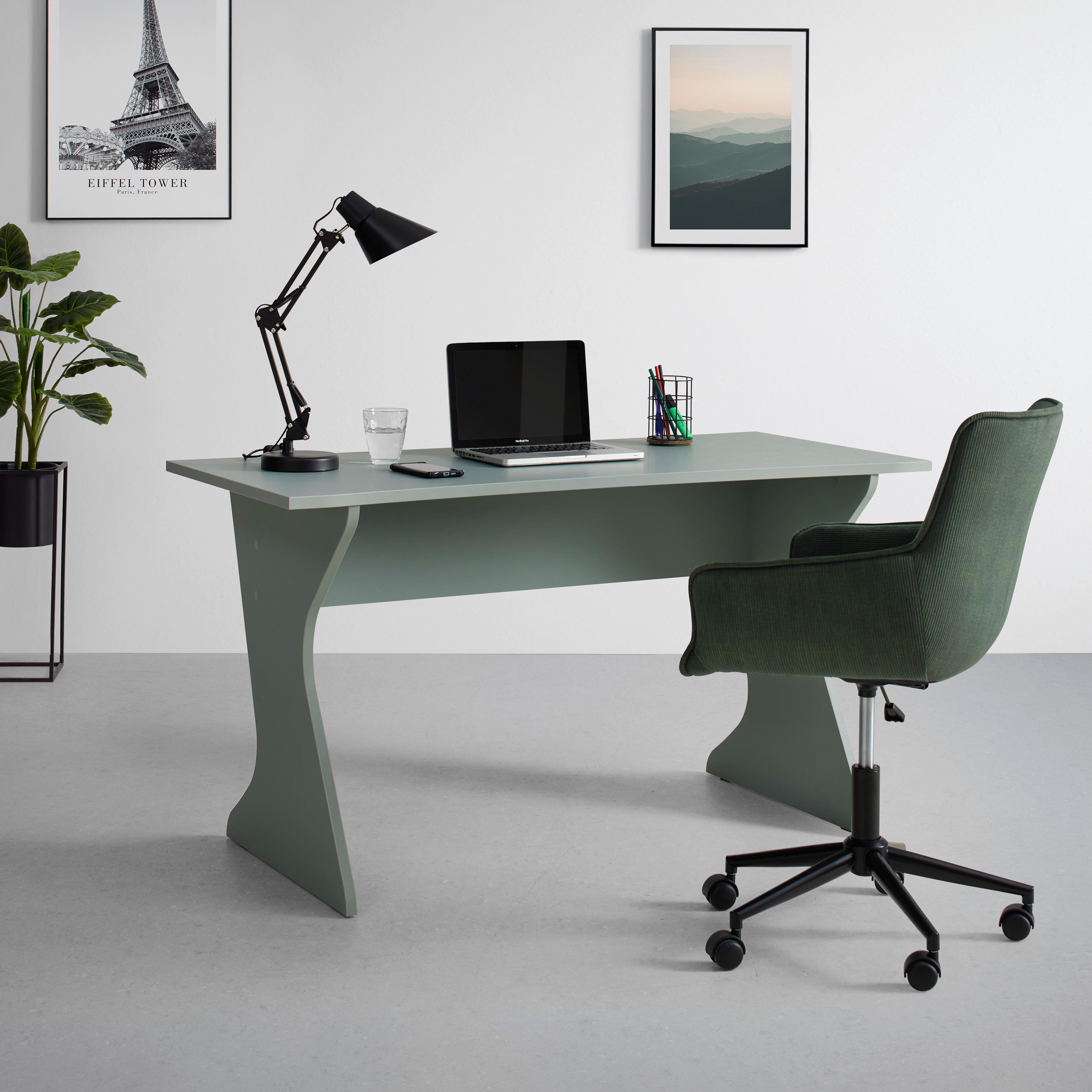 Psací stůl UTAPAU - šalvějově zelená, Moderní, kompozitní dřevo (140/76,2/65cm) - Mömax