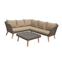Loungegarnitur Pamplona - Hellbraun/Dunkelbraun, Basics, Glas/Holz (160/75/294cm) - Gardenson