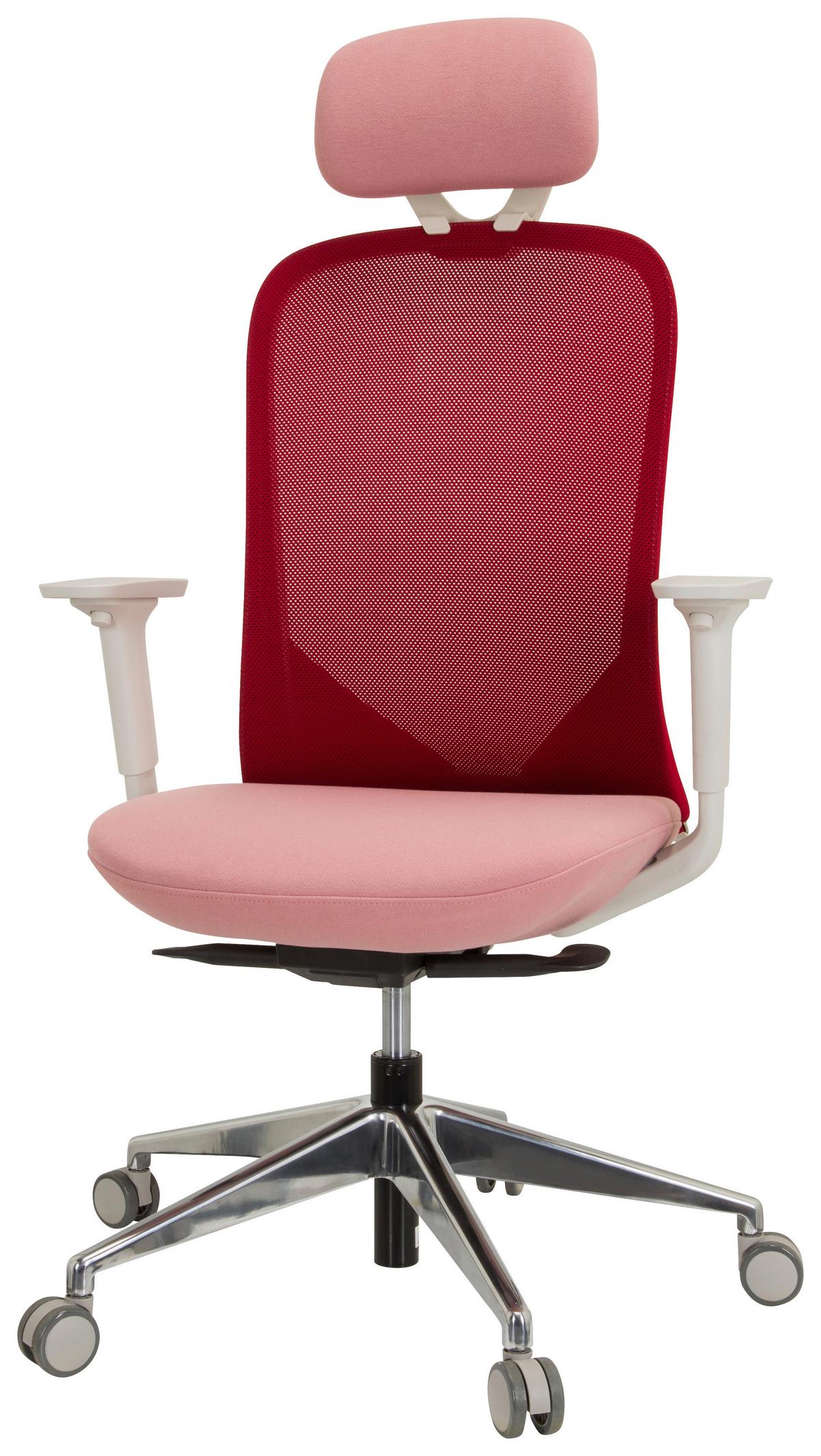 Drehstuhl Aveza Pro Armstützen Rosa/Weiß Bis 120kg - Alufarben/Rosa, MODERN, Kunststoff/Textil (68/130/60cm) - MID.YOU