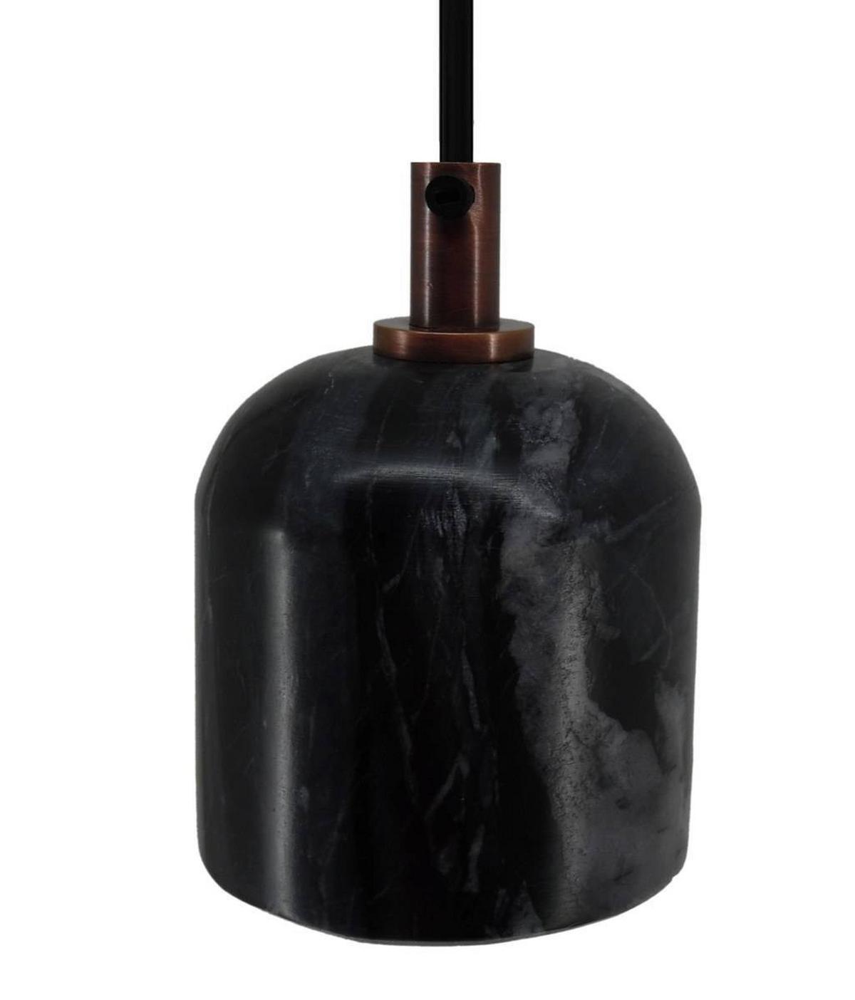 Hängeleuchte Sigma H: 36 cm 1-Flammig Naturstein - Schwarz, Trend, Stein/Metall (10,5/10,5/36cm) - Kayoom