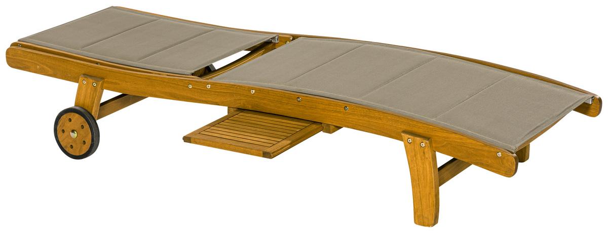 Sonnenliege Acapulco Akazie /Textil verstellbar mit Rollen - Taupe/Akaziefarben, KONVENTIONELL, Holz/Textil (94/63/197cm) - Gardenson