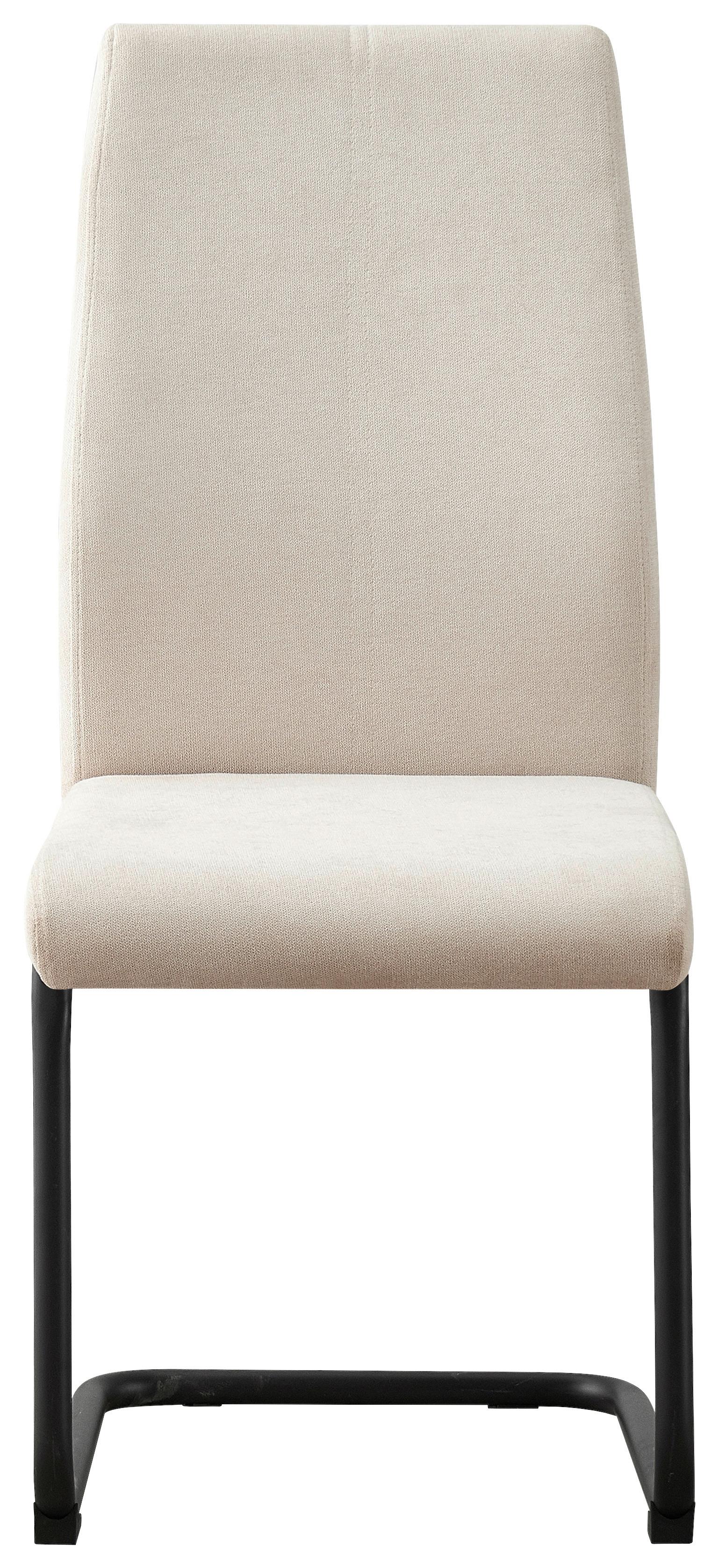 Schwingstuhl Anne Webstoff Creme Gepolstert - Creme/Schwarz, KONVENTIONELL, Textil/Metall (44/96/57cm)