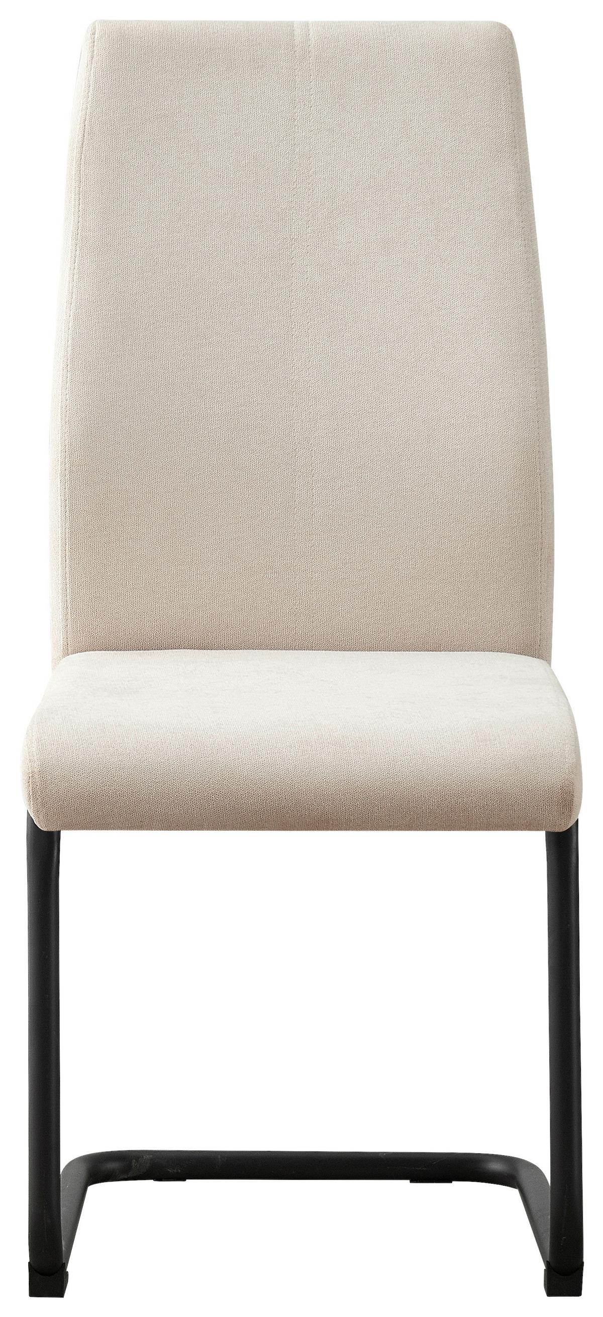 Schwingstuhl Anne Webstoff Creme Gepolstert - Creme/Schwarz, KONVENTIONELL, Textil/Metall (44/96/57cm)
