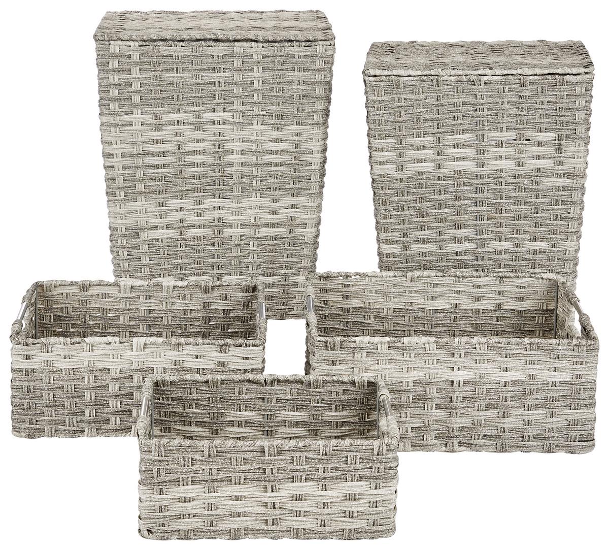 Wäschetonne mit Deckel Jandra Grau 37x48x28 cm - ROMANTIK / LANDHAUS, Kunststoff/Metall (37/48/28cm) - James Wood