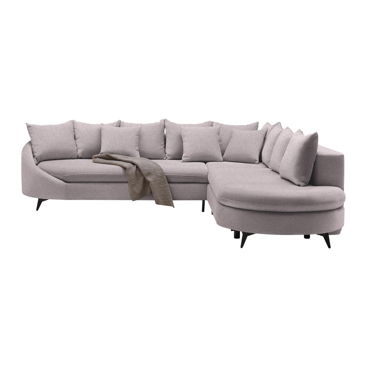 Rohová sedačka AXEL, pravá, šeříková tkanina - černá/šeříková, Moderní, kov/textil (291/250cm) - Mömax