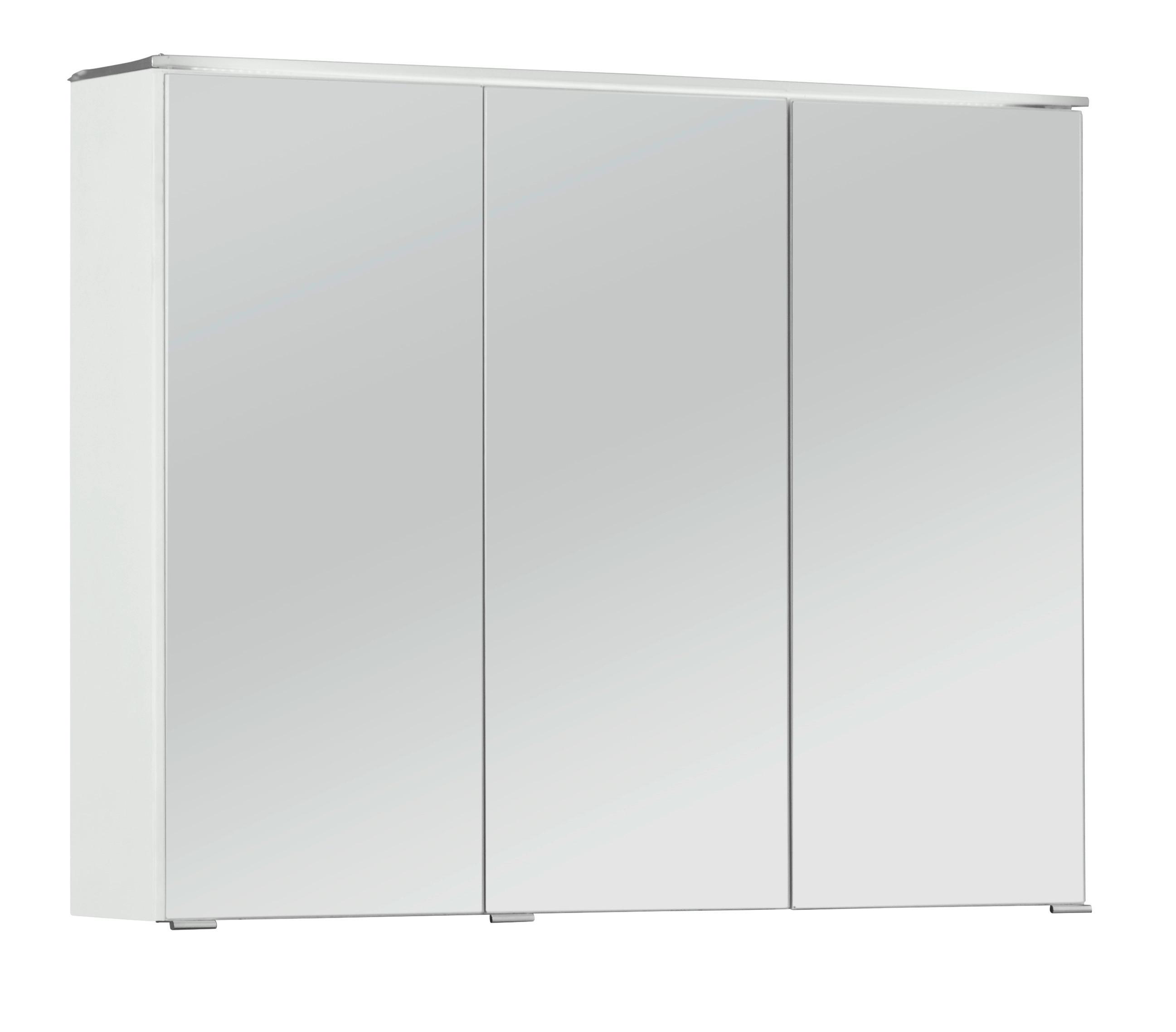 Spiegelschrank mit LED + Türendämpfer B: 90cm Weiß - Weiß, MODERN, Glas/Holzwerkstoff (90/72/18cm)
