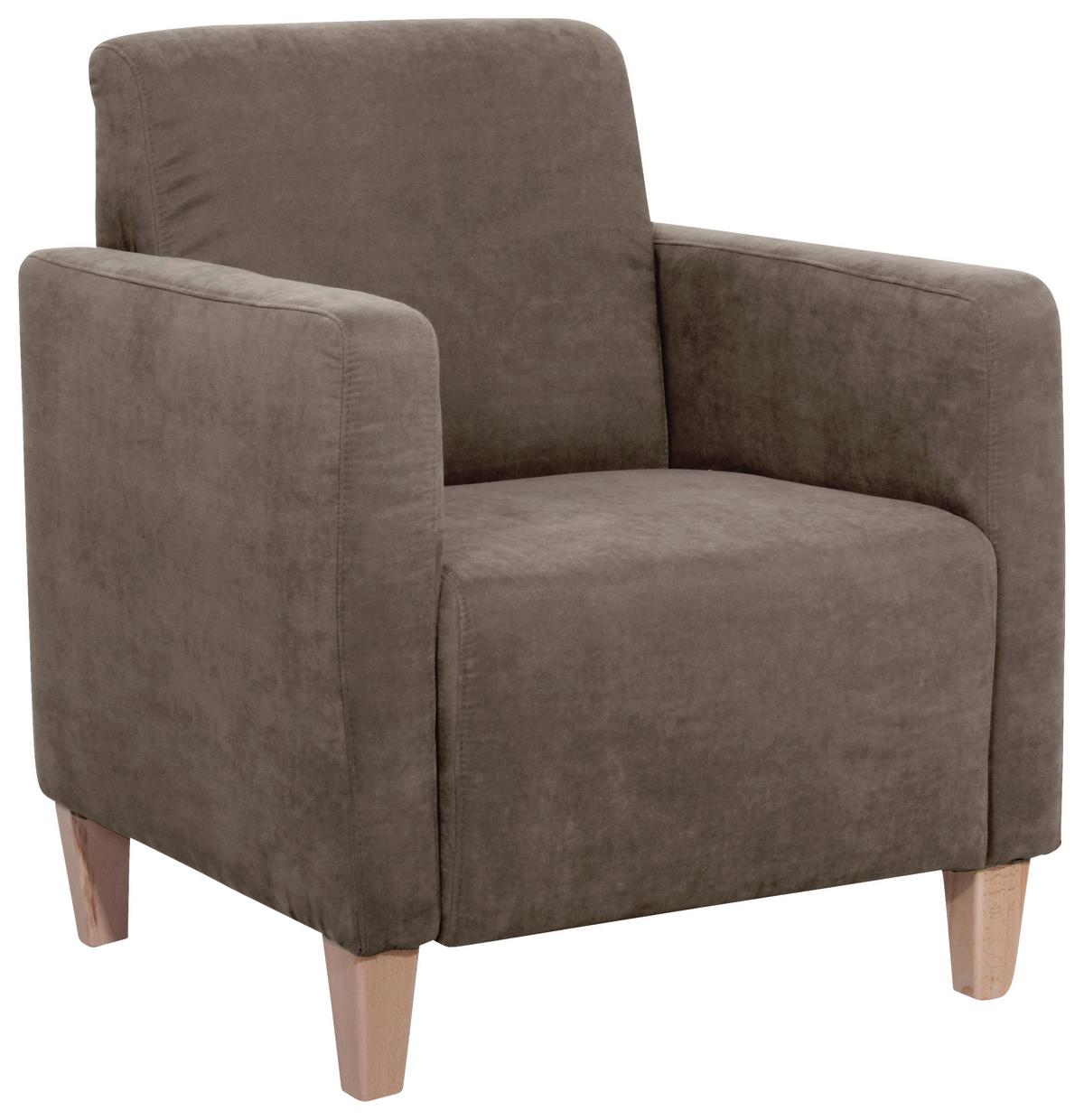 Polstersessel Mit Armlehnen Milla Samt Sahara - Naturfarben/Sahara, Design, Textil (71/81/70cm) - Max Winzer
