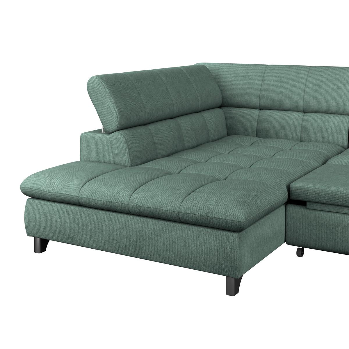 Ecksofa Gemini Grün, B: 234cm - Chromfarben/Dunkelgrün, KONVENTIONELL, Textil (234/312cm)