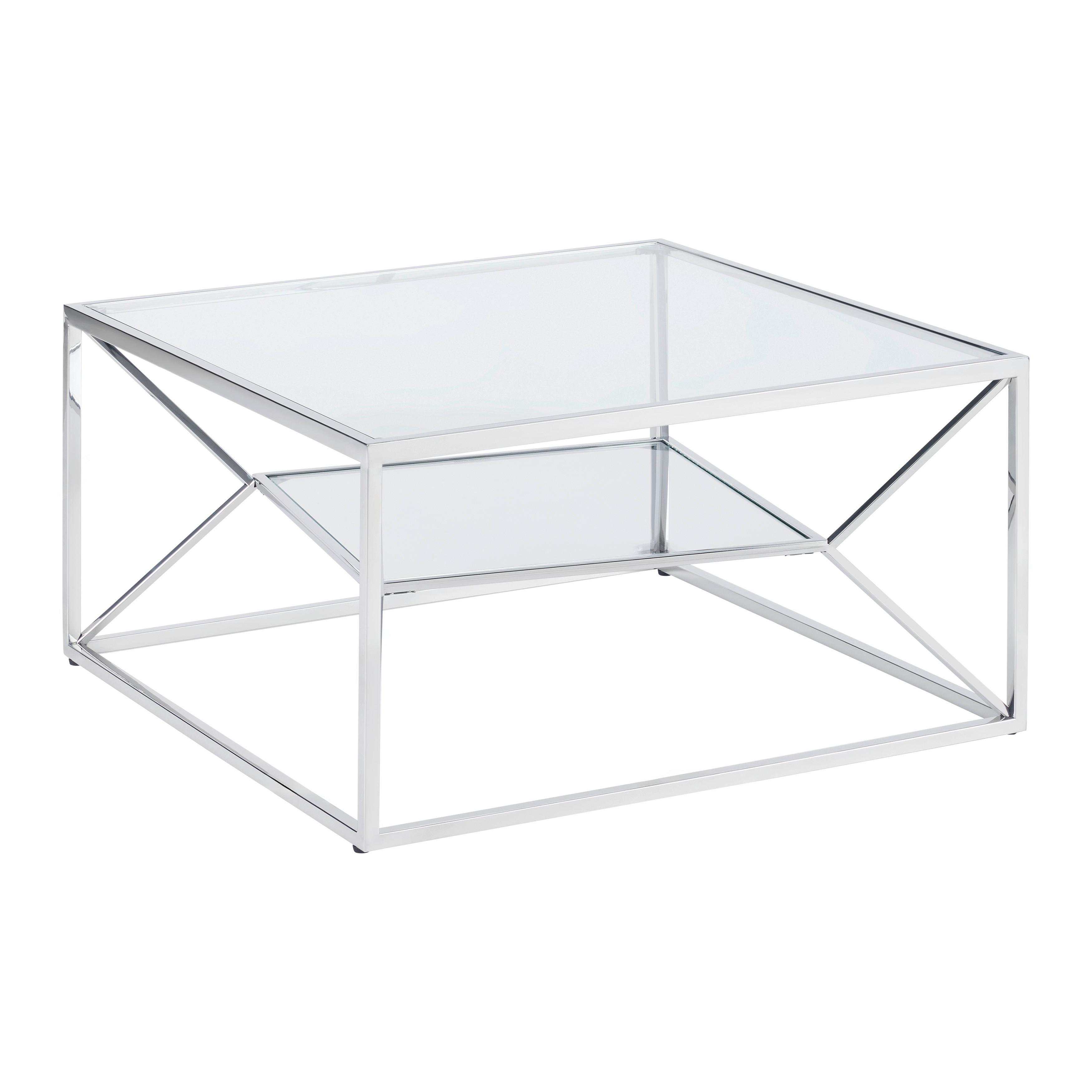 KONFERENČNÝ STOLÍK ANGEL II - chrómová, Modern, kov/sklo (70/38/70cm) - Mömax