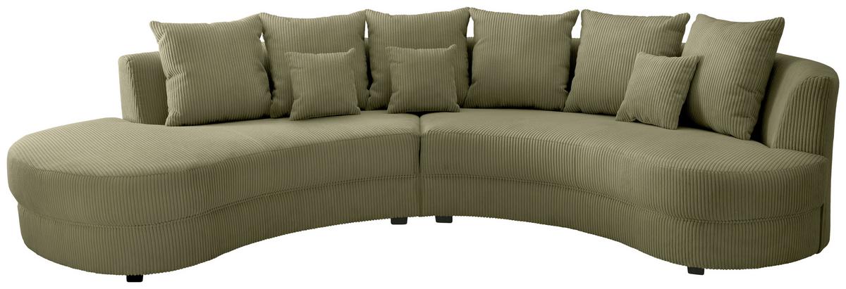 Wohnlandschaft Limoncello Olivgrün S: 300x160 cm - Schwarz/Olivgrün, Design, Textil (300/160cm) - Livetastic