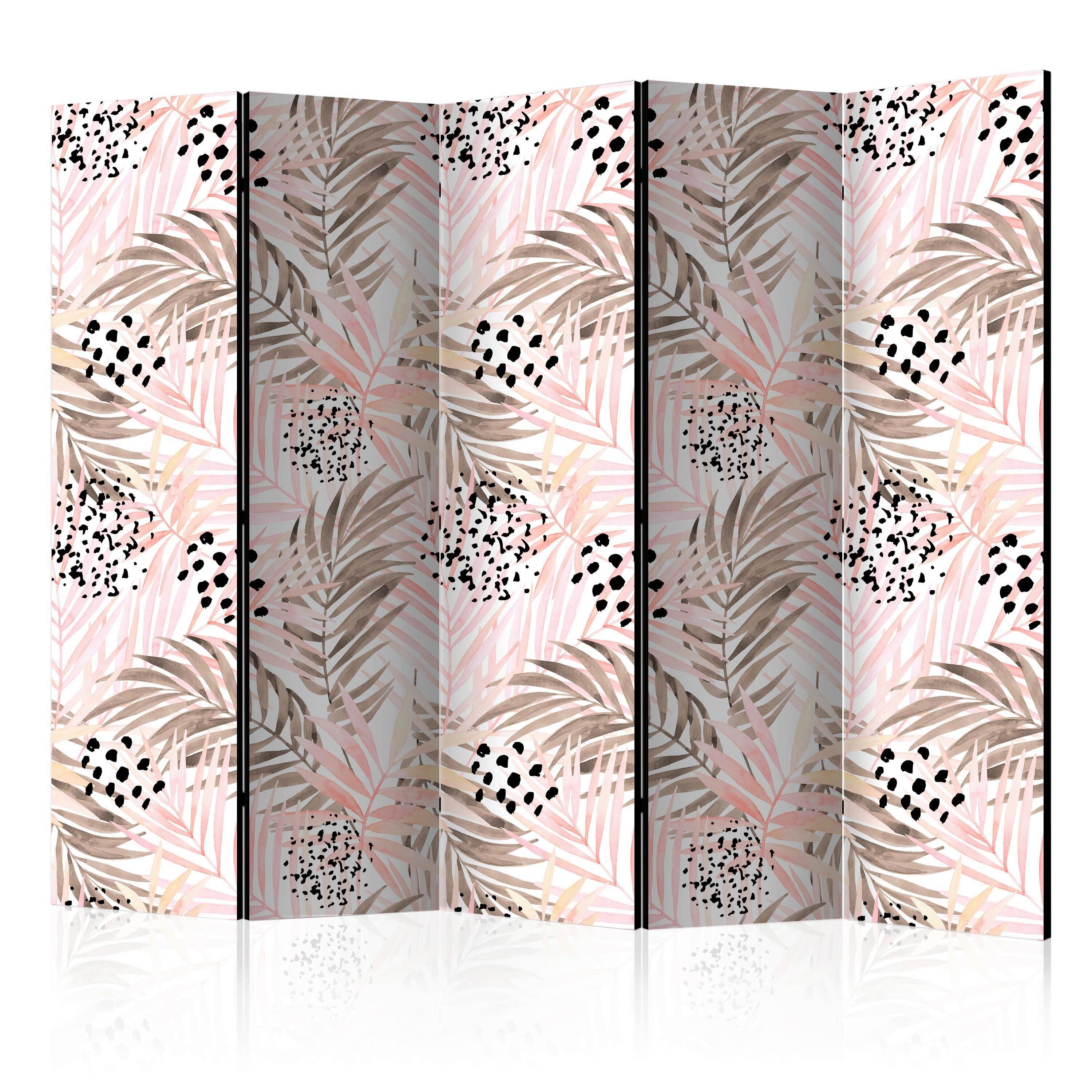 Paravent Weiß Pink B: 225 cm - Pink/Weiß, Basics, Holz/Textil (225/172/3cm) - artgeist