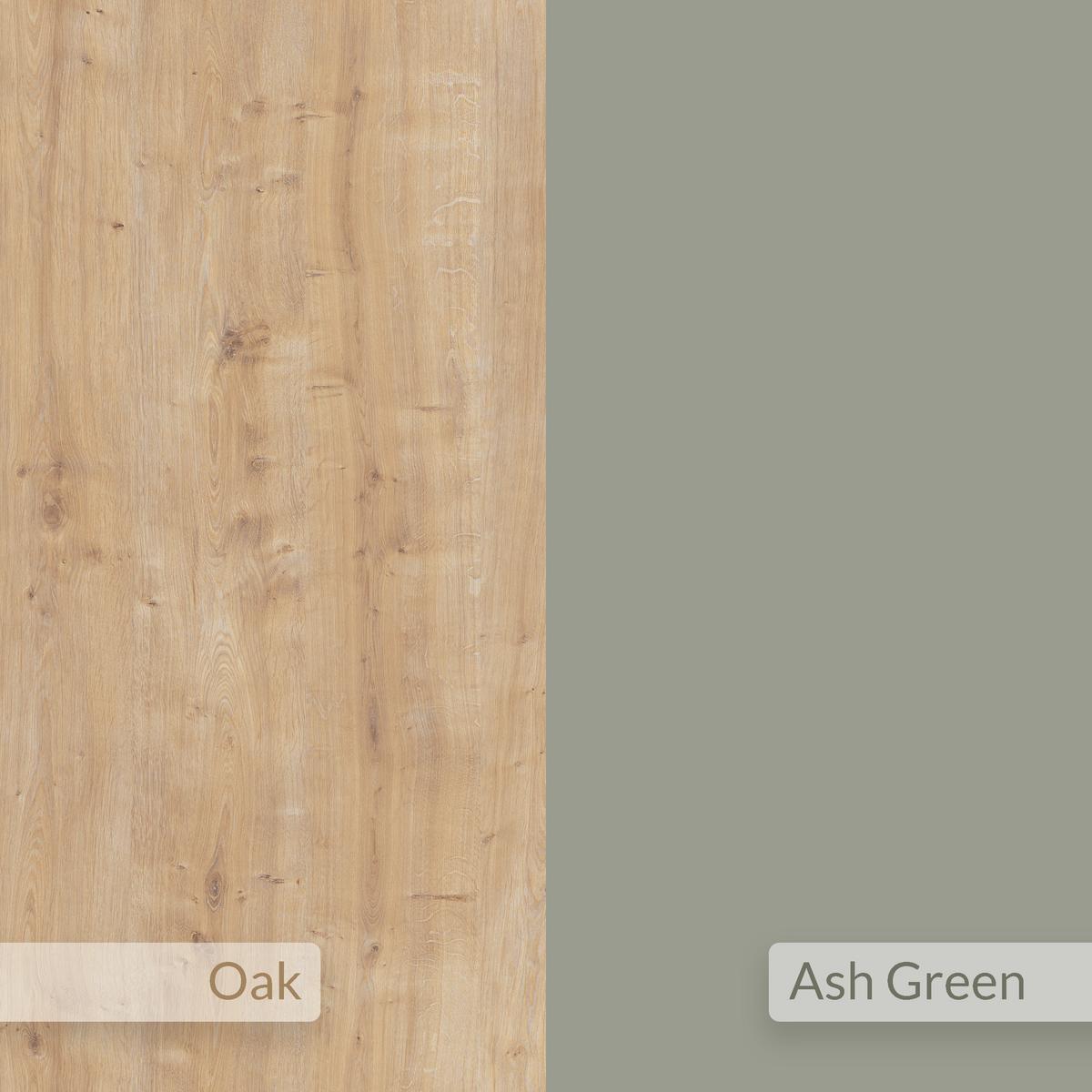 Couchtisch Cuddle Eiche/Hellgrün B: 58 cm - Eichefarben/Hellgrün, Design, Holzwerkstoff/Metall (102/58/47cm) - Livetastic