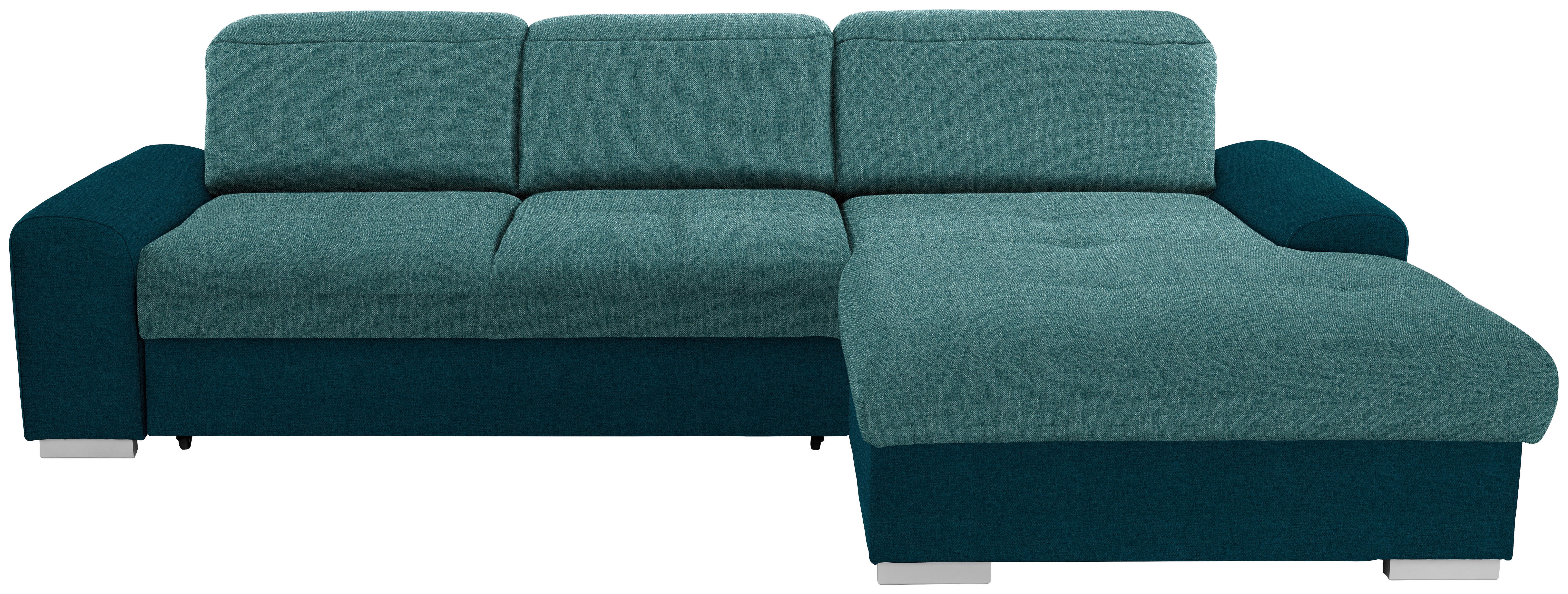 Ecksofa mit Schlaffunktion & Bettkasten Malaga Blau/Türkis - Türkis/Blau, KONVENTIONELL, Textil (286/203cm) - Ondega