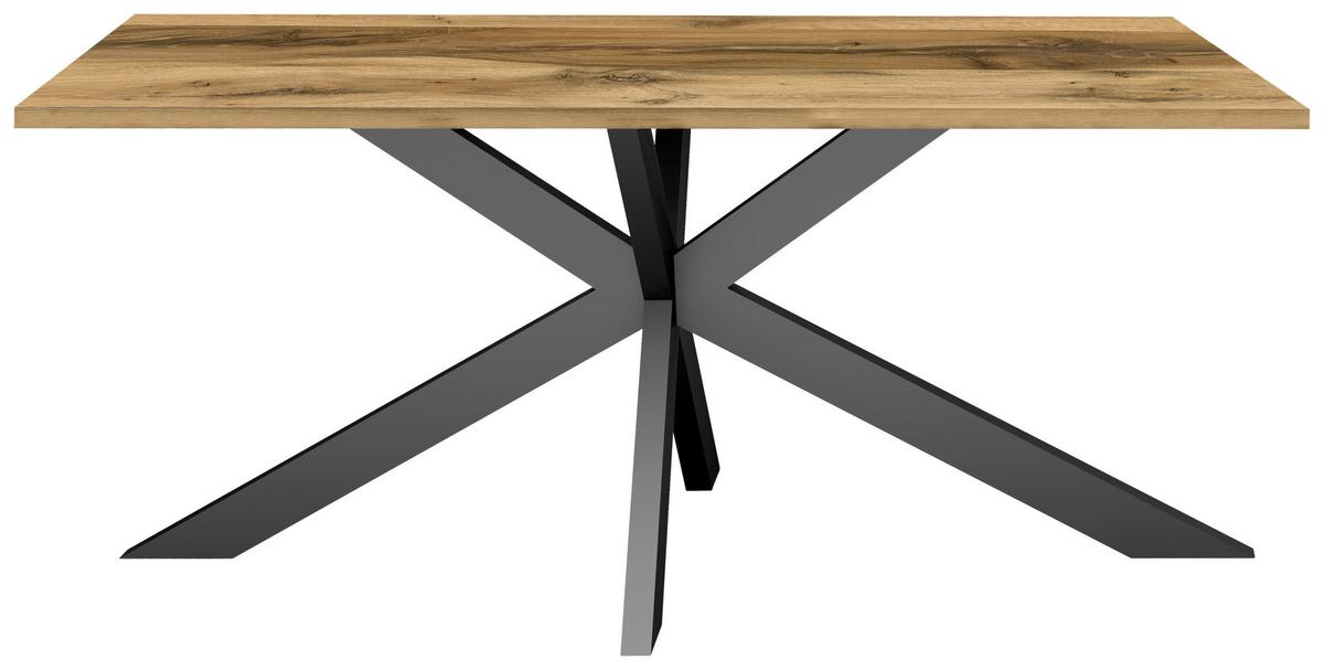 Esstisch Alex Schwarz, Plankeneiche - Plankeneiche/Schwarz, MODERN, Holzwerkstoff/Metall (180/90/78cm) - Livetastic